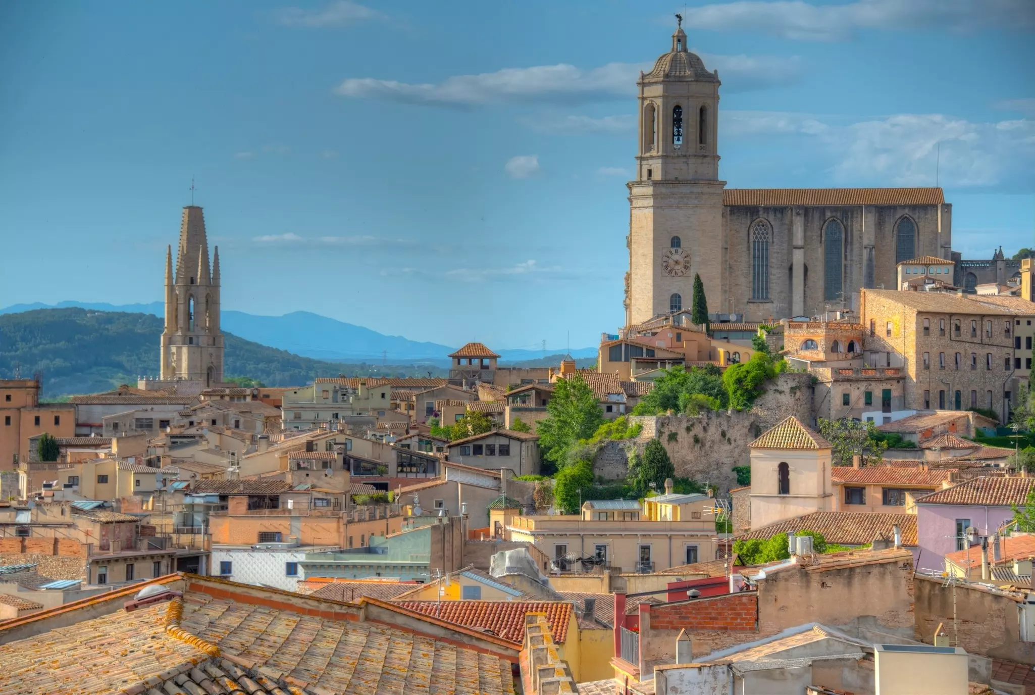 View of rooftops in Spanish town of Girona