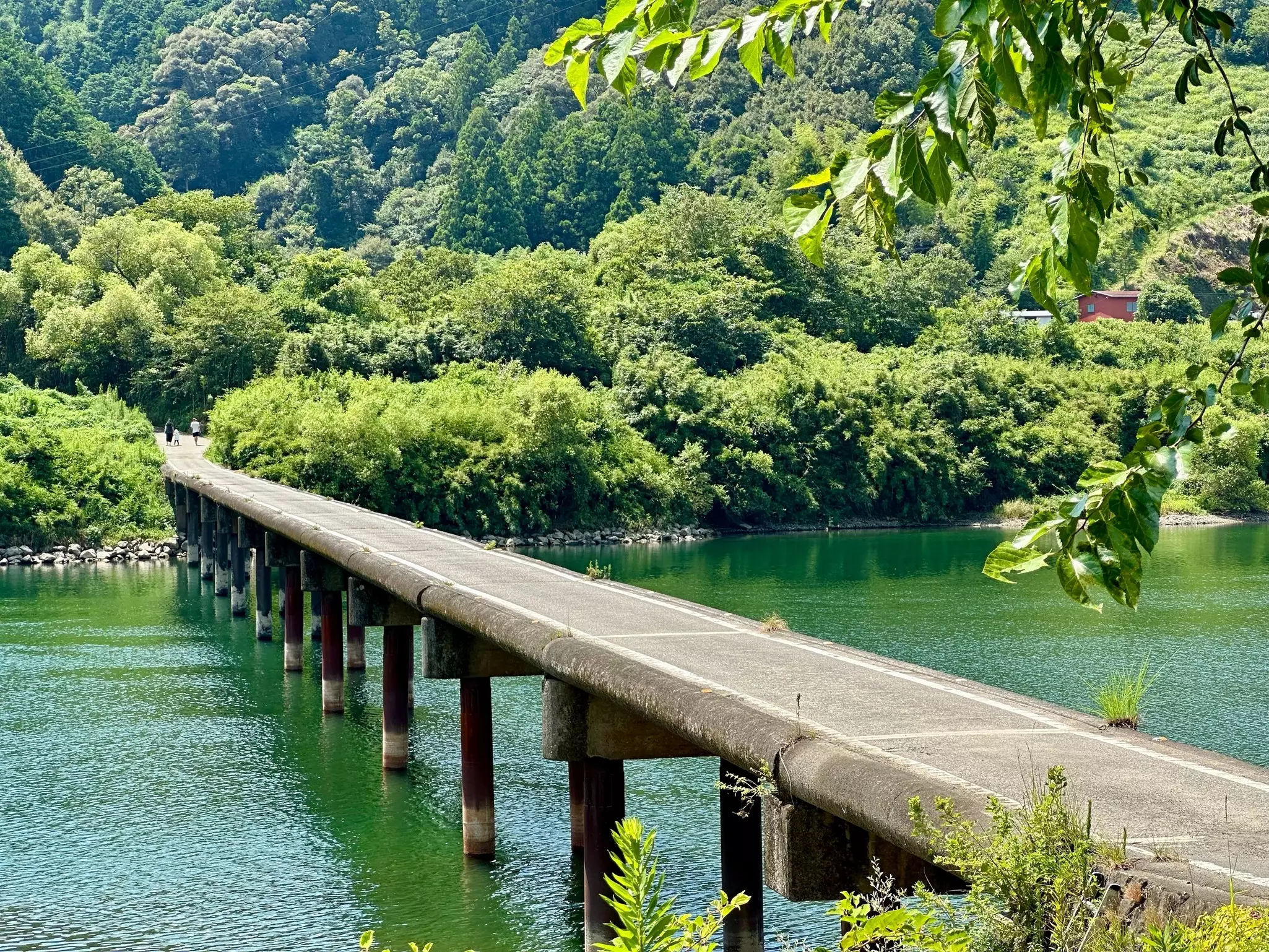 The Misato Chinkabashi, a submersible bridge over the Shimanto River, Kochi prefecture, Japan.