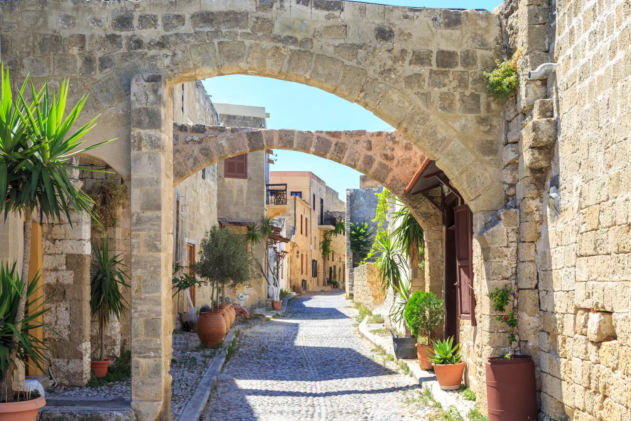 Historical streets of old town Rhodes with flowers in Rhodes, Dodecanese, Greece  License Type: media  Download Time: 2023-01-28T13:20:17.000Z  User: Norma.PrauseBrewer_LonelyPlanet  Is Editorial: No  purchase_order:   