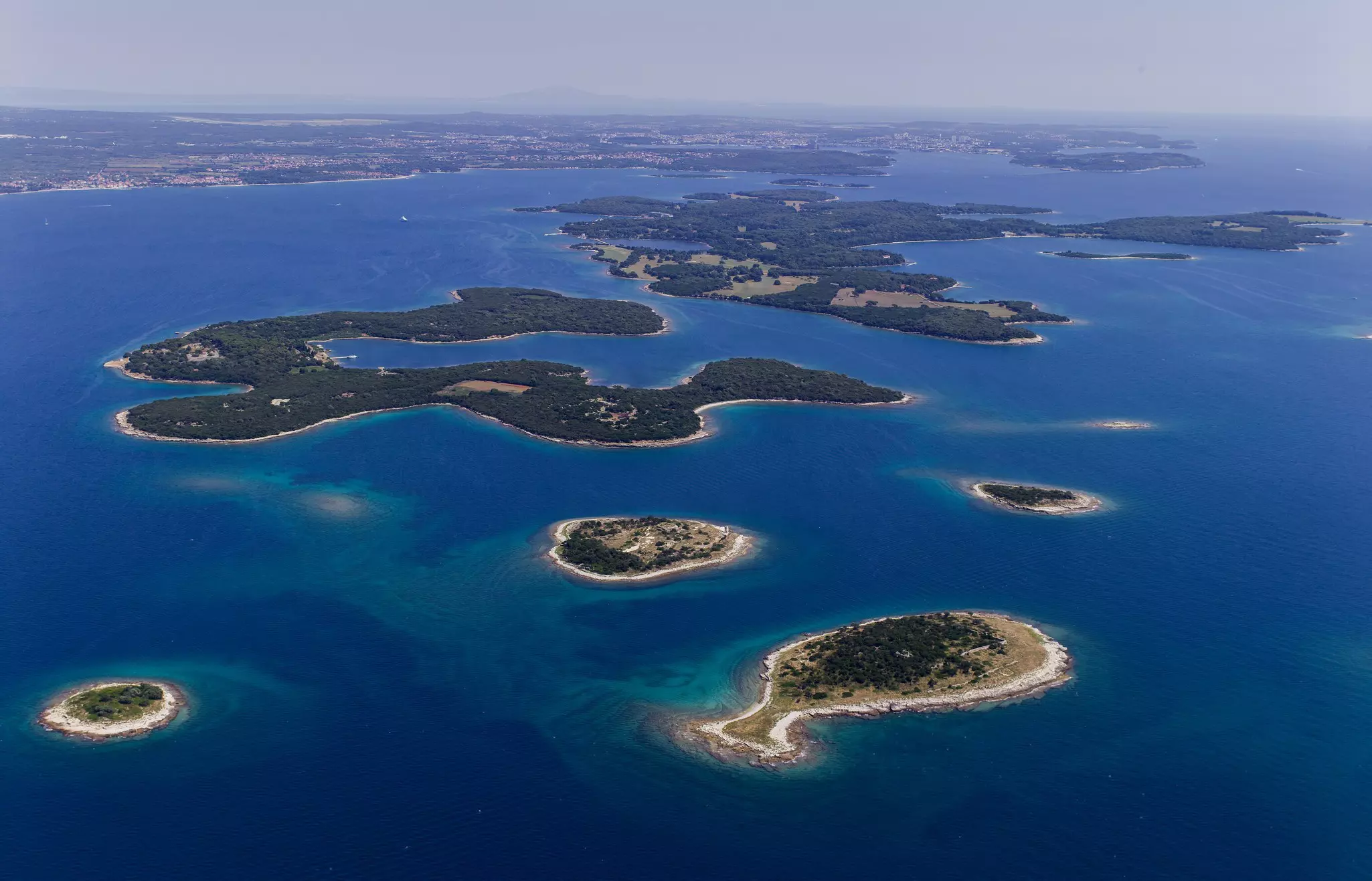 Aerial view of islands in Brijuni National Park, Croatia