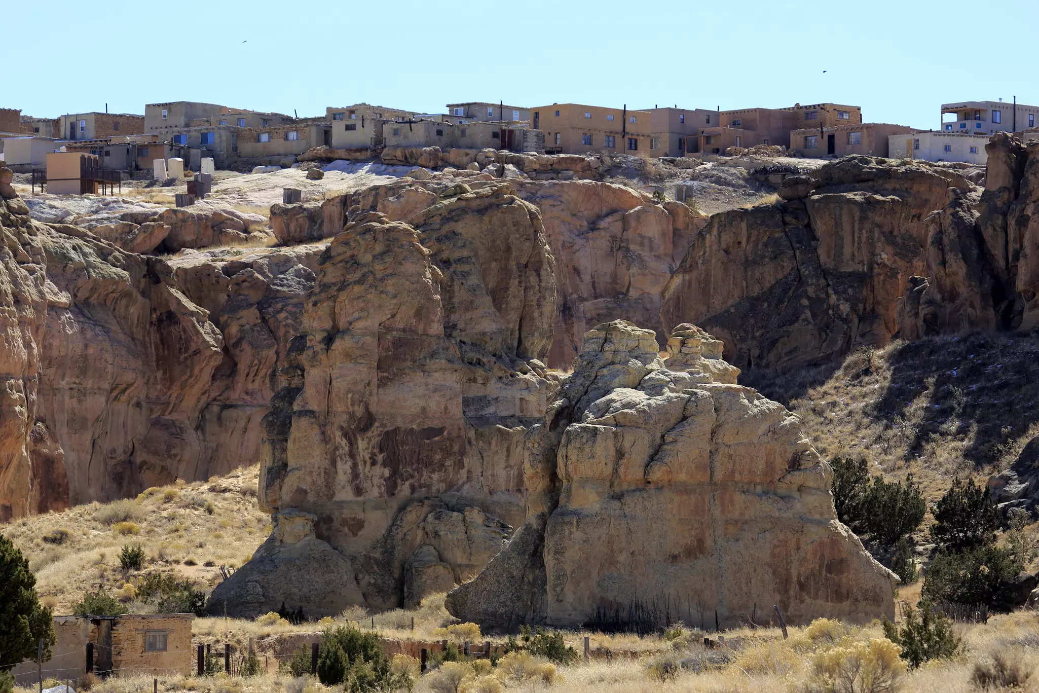 Pueblo of Acoma aka Sky City, which sits atop a mesa at 367ft in New Mexico