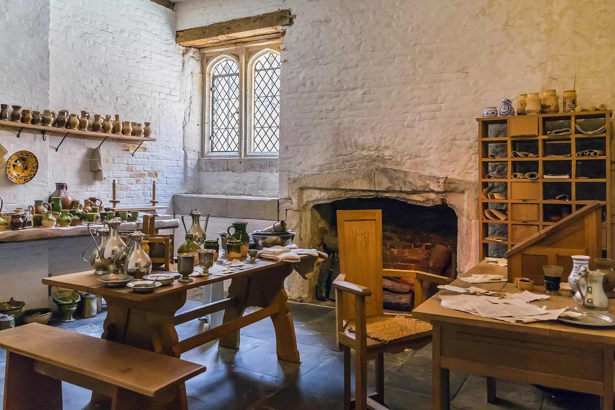 View of the kitchen facilities at Hampton Court Palace in London, UK.