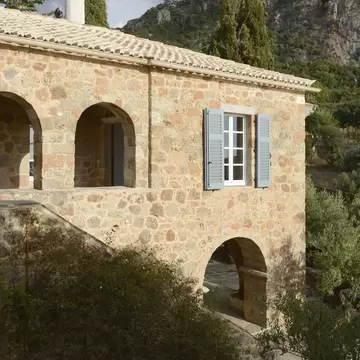 View of the Patrick and Joan Leigh Fermor House in the Mani in Greece.