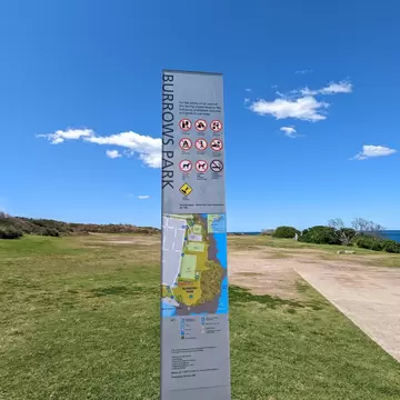  A sign at  Burrows park giving information to the people walking past. Clovelly, Sydney, Australia.