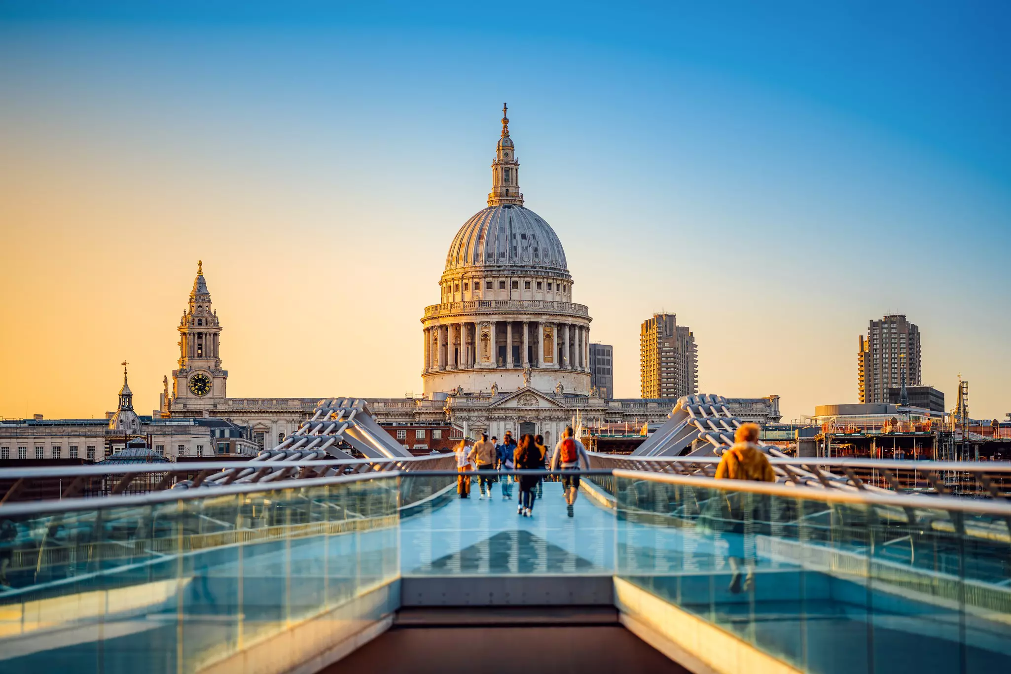 St Paul's Cathedral and the Millennium Bridge, London.	frankpeters/Getty Images