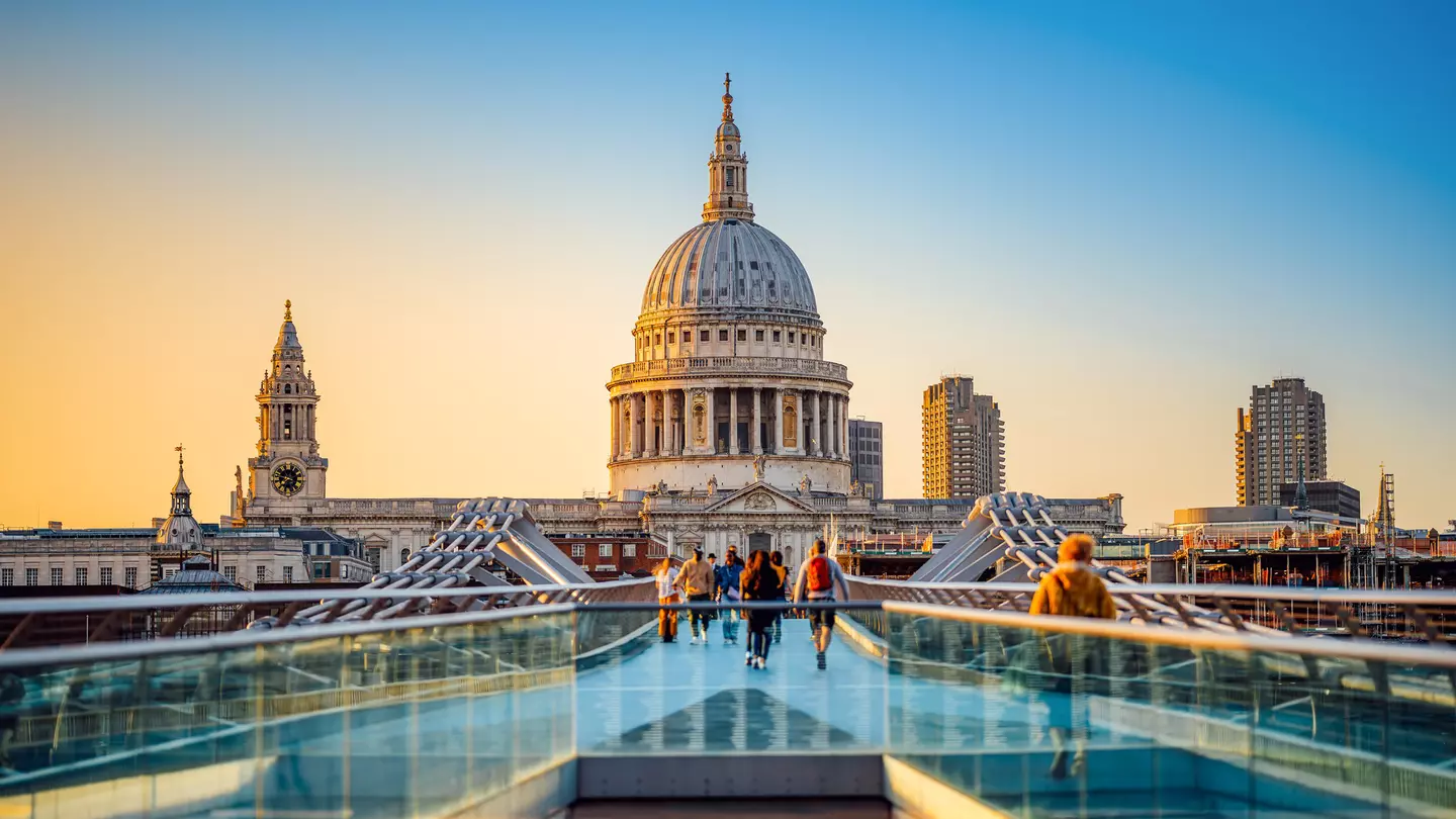 the famous st pauls cathedral of london during sunset