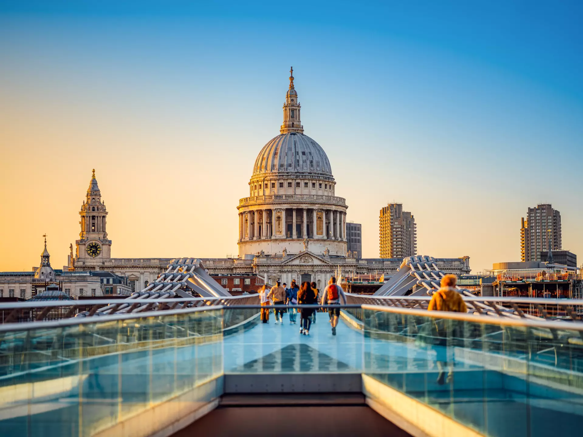 the famous st pauls cathedral of london during sunset