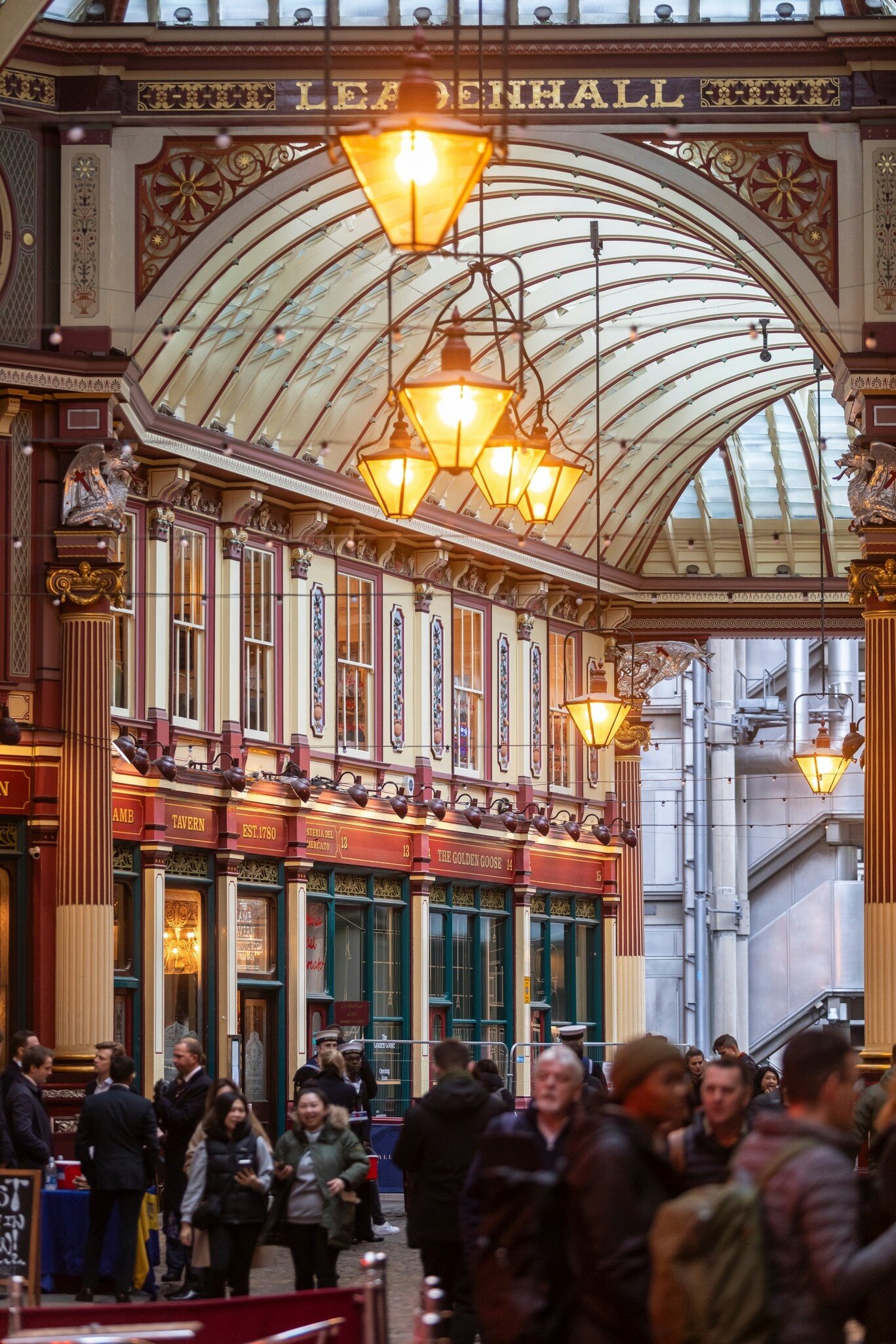 View of Leadenhall Market in London, UK.