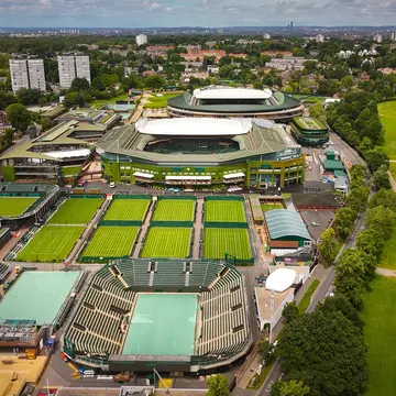 aerial view over the Tennis courts where Wimbledon is played
