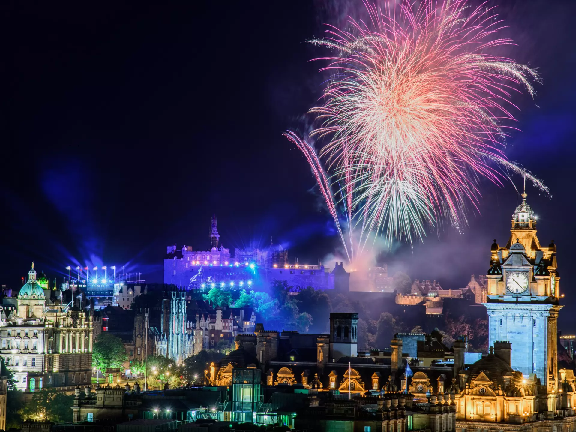 August 15, 2017: Summer fireworks above Edinburgh during the Royal Military Tattoo and Fringe Festival.
751988284
ancient, architecture, attraction, balmoral, beautiful, britain, building, capital, castle, celebration, city, cityscape, clock, culture, edinburgh, england, europe, evening, famous, festival, fireworks, fringe, heritage, historical, hogmanay, hotel, icon, landmark, light, majestic, military, monument, new, night, nobody, old, outdoor, scenic, scotland, scottish, tattoo, tower, town, travel, uk, urban, view