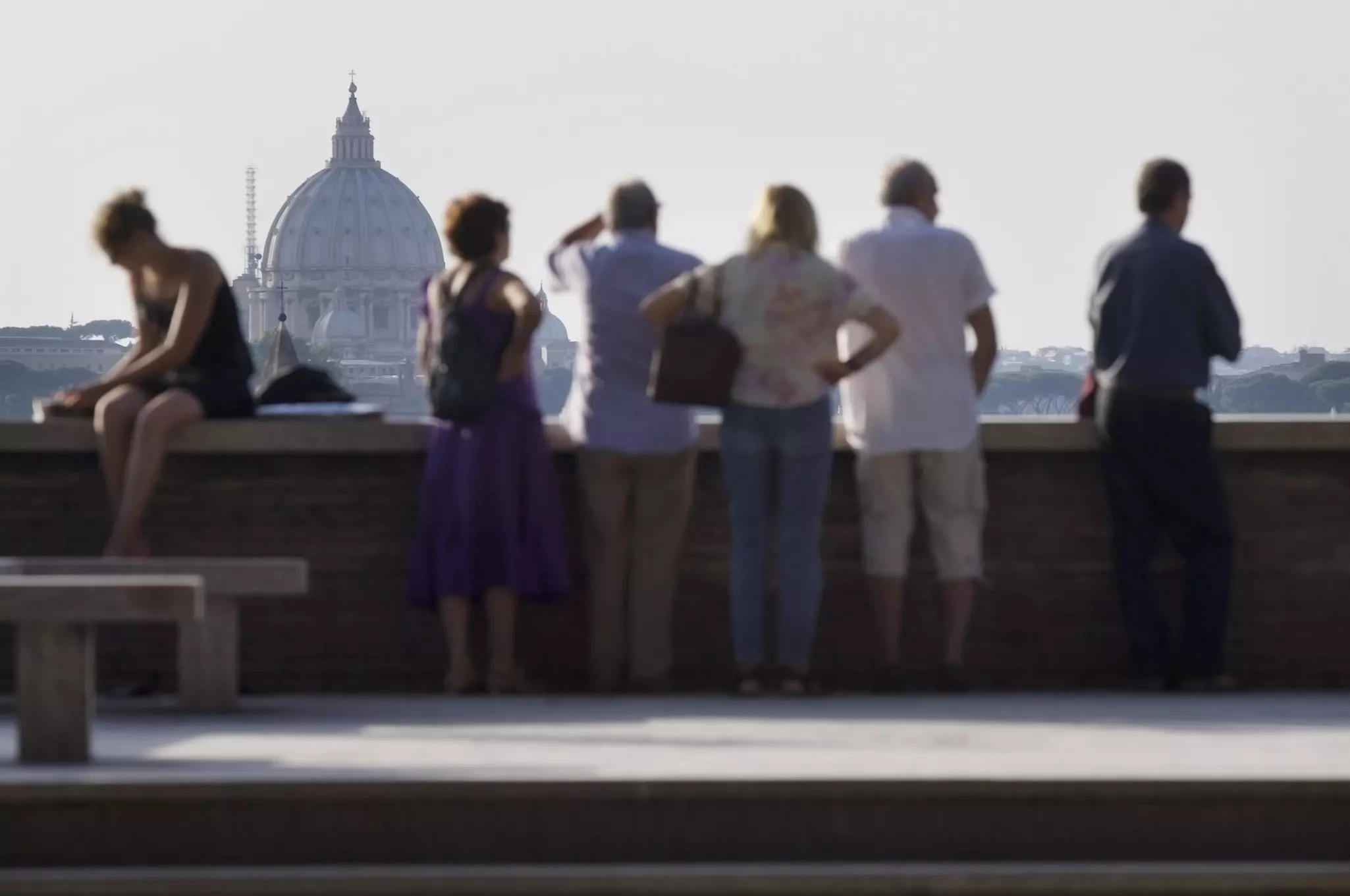 Tourists enjoy the view at Parco Savello