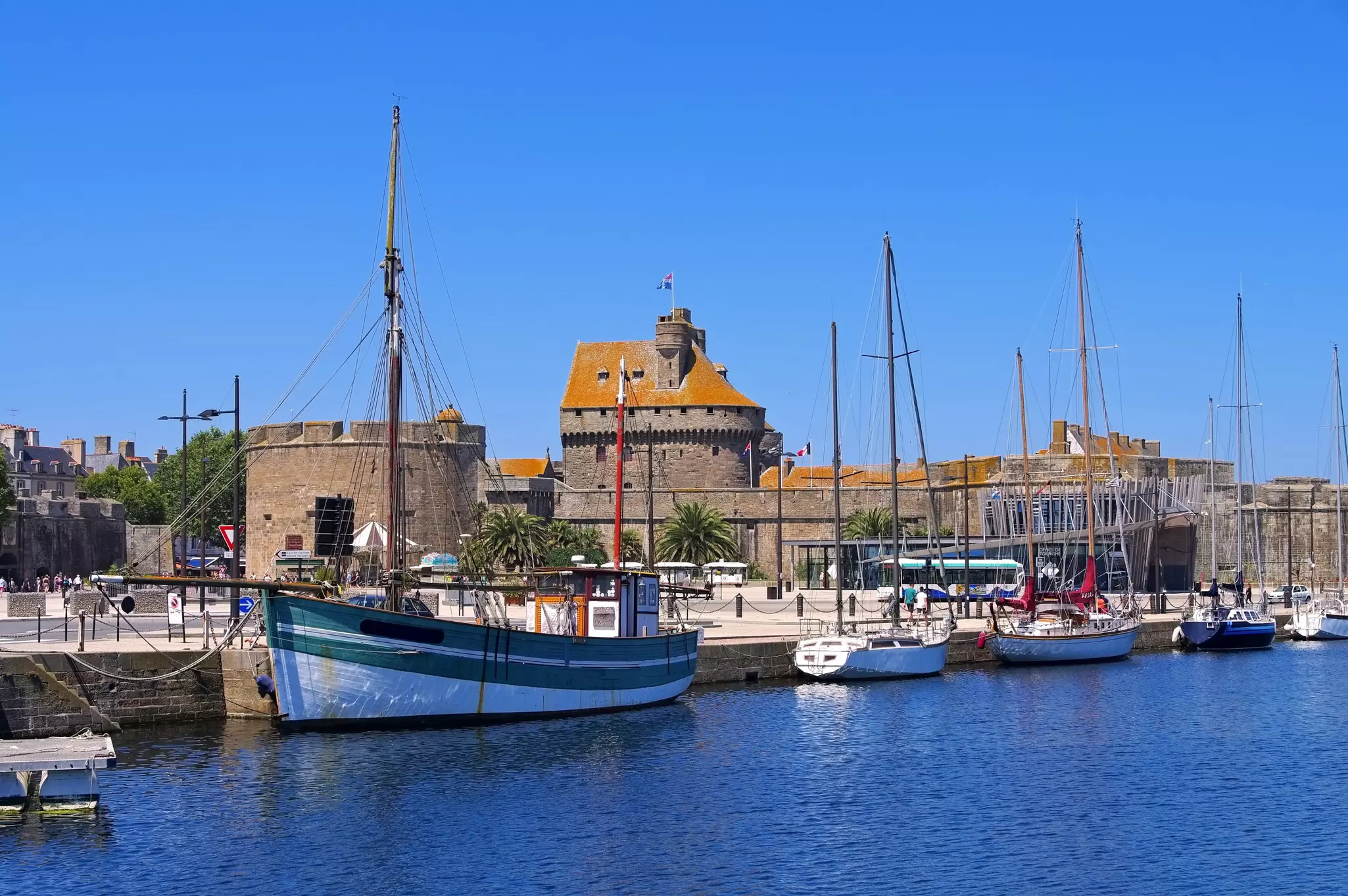 Walled town of Saint-Malo harbor in Brittany