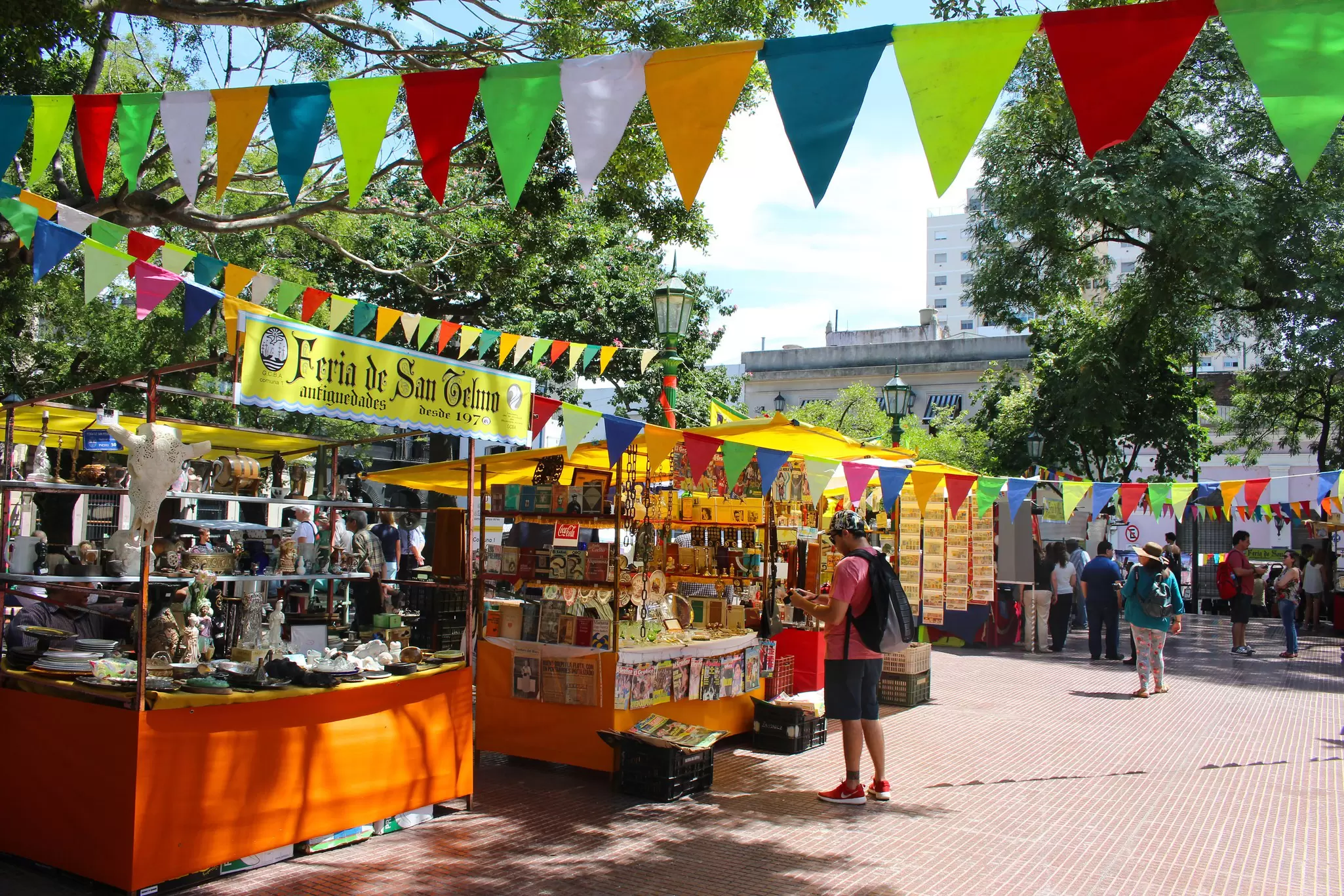 People shopping at Feria de San Telmo, a market held on Sundays in Buenos Aires, Argentina.