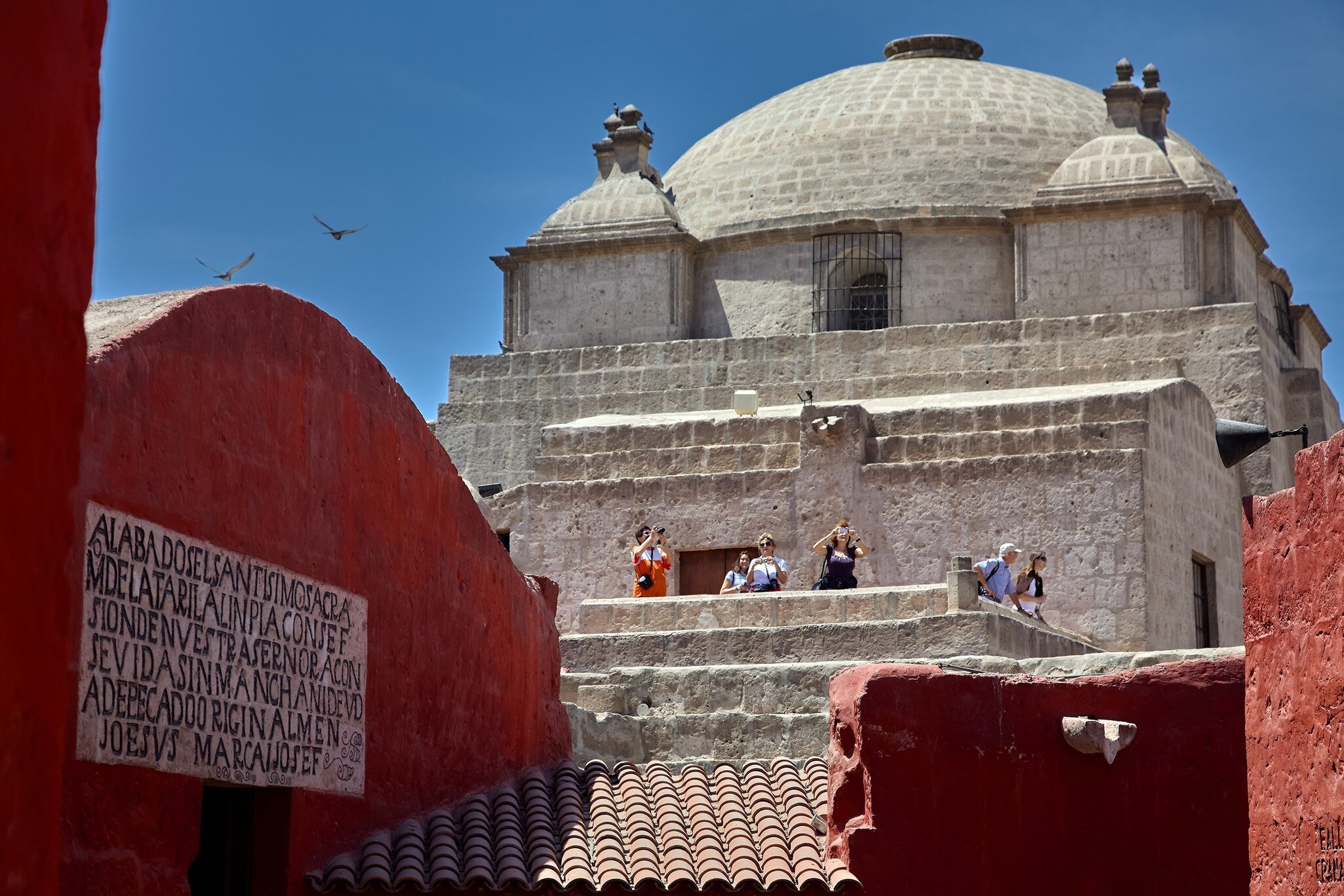 View of the historic Monasterio de Santa Catalina in Arequipa, Peru.
