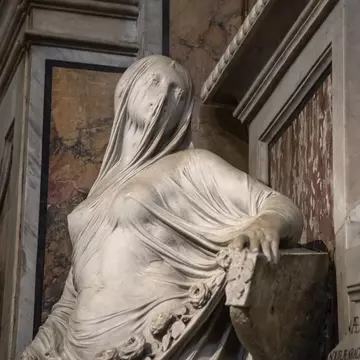 NAPLES, ITALY - JUNE 11: The Modesty of Antonio Corradini in the Sansevero Chapel during the reopening to the public on June 11, 2020 in Naples, Italy. The Sansevero Chapel Museum can be visited again after the closure imposed by the lockdown for ...