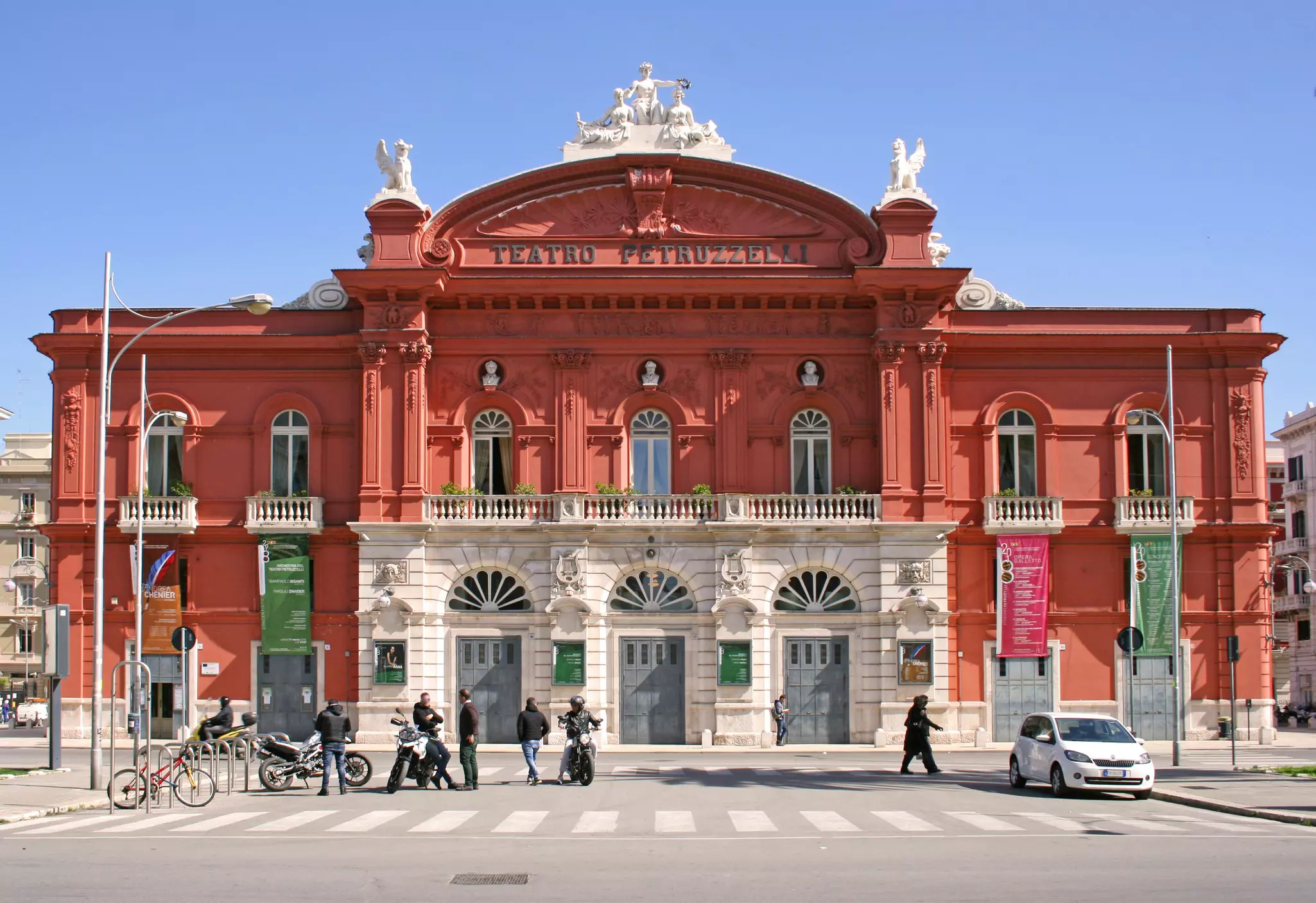 Facade of the Teatro Petruzzelli in Bari, Puglia, Italy.