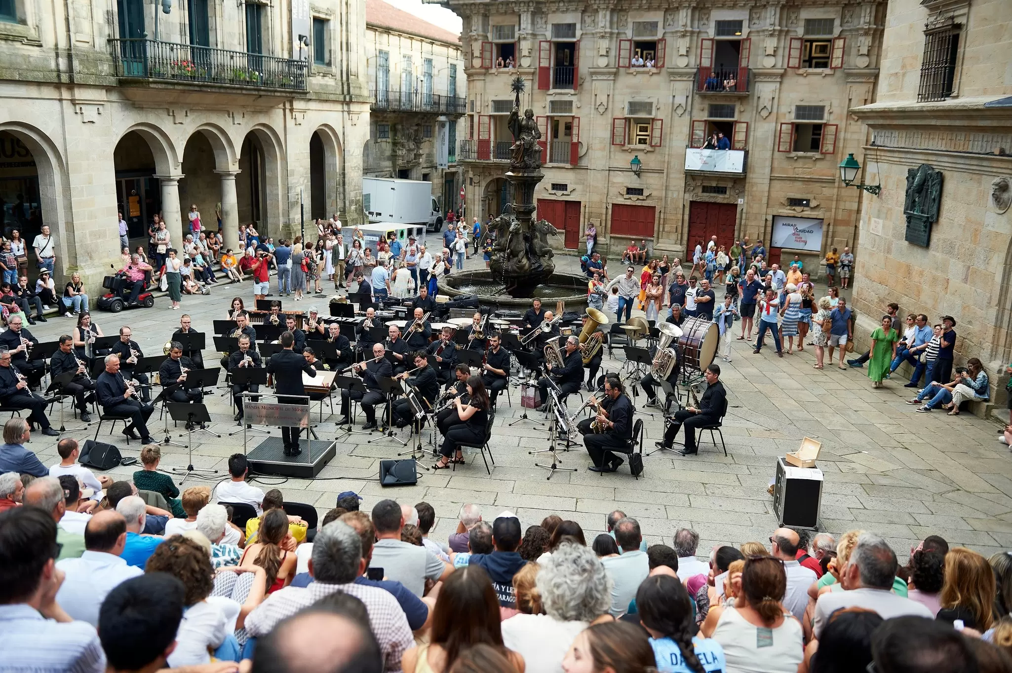 Santiago de Compostela, Spain; 7.6.2023, concert by the municipal music band in the plaza de las platerías., License Type: media, Download Time: 2025-05-29T14:41:36.000Z, User: lonelyplanetmedia, Editorial: true, purchase_order: 65050 - Digital Destinations and Articles, job: Global Publishing WIP, client: Global Publishing WIP, other: Peterson Haggarty // SS Comp Ingestion