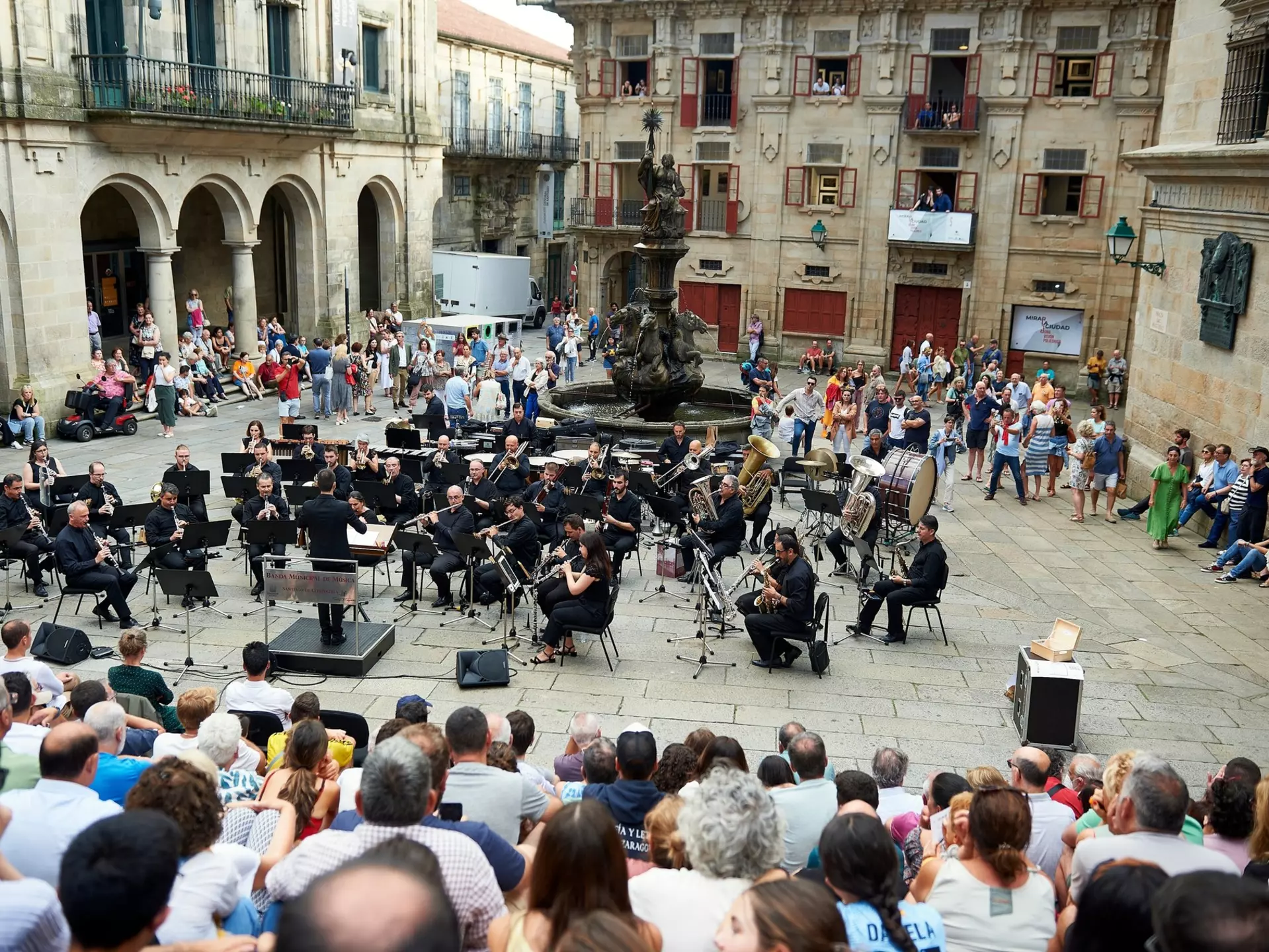 Santiago de Compostela, Spain; 7.6.2023, concert by the municipal music band in the plaza de las platerías., License Type: media, Download Time: 2025-05-29T14:41:36.000Z, User: lonelyplanetmedia, Editorial: true, purchase_order: 65050 - Digital Destinations and Articles, job: Global Publishing WIP, client: Global Publishing WIP, other: Peterson Haggarty // SS Comp Ingestion