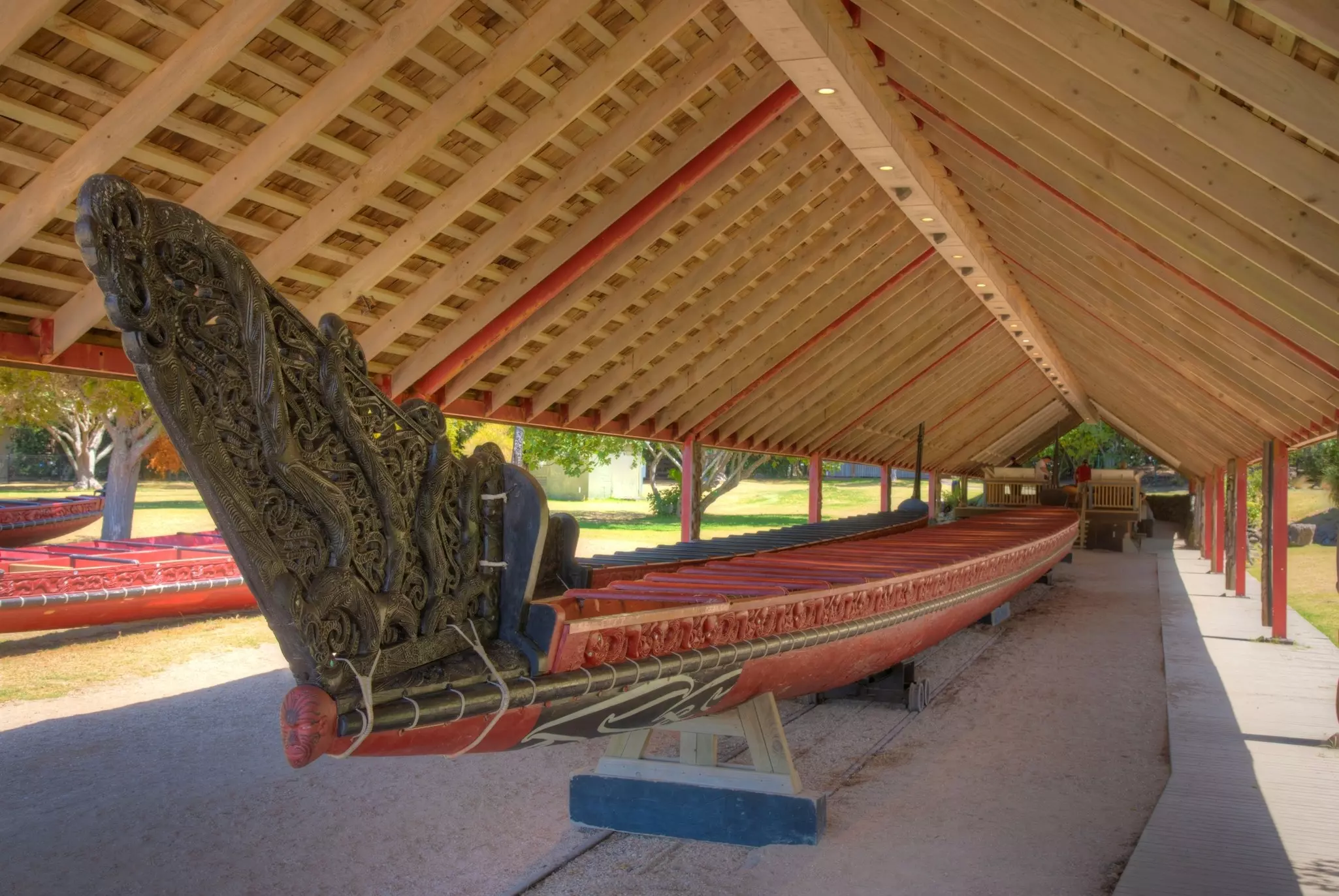 Māori war canoe at Waitangi Treaty Grounds in New Zealand
