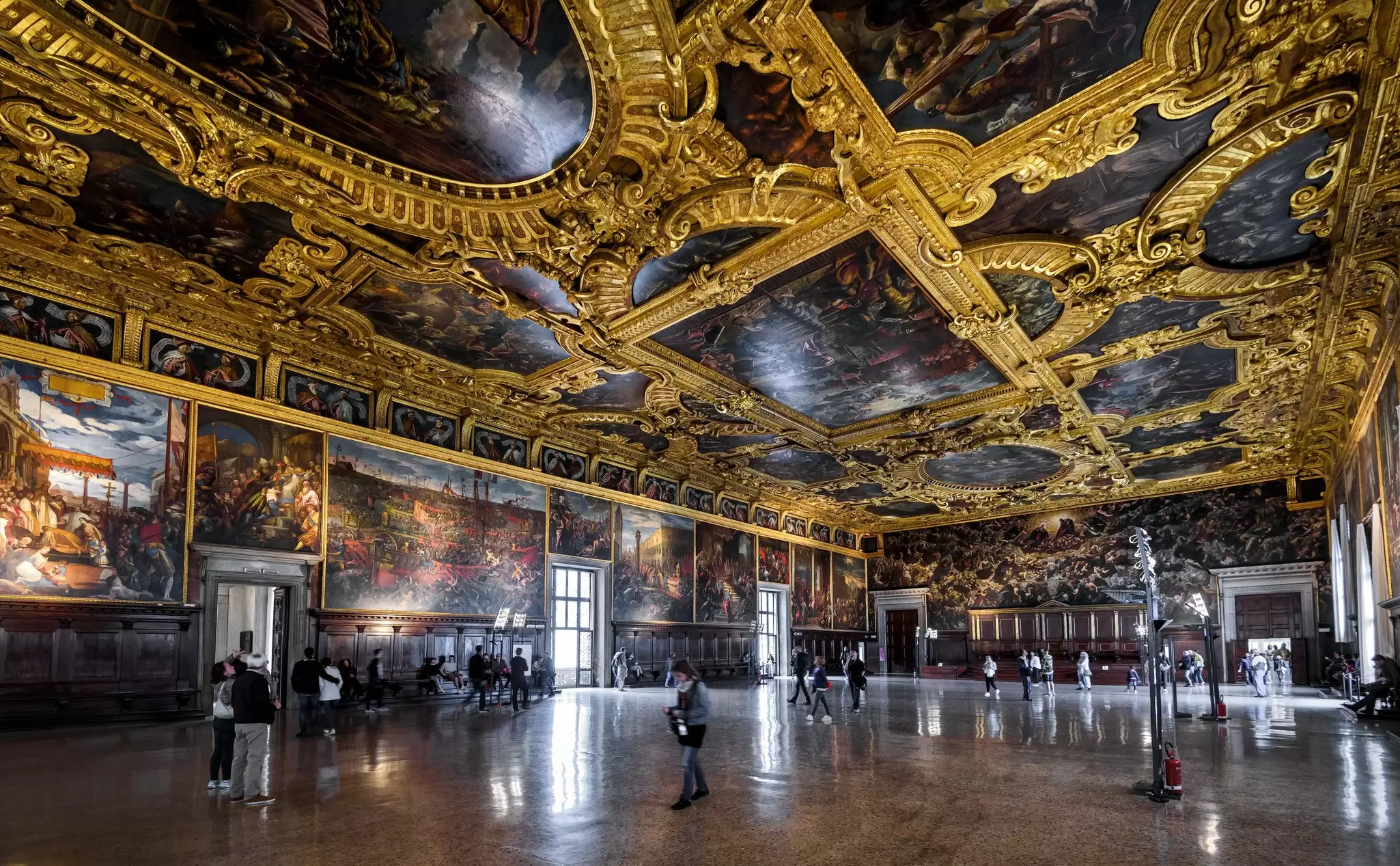 The Sala del Maggior Consiglio (Grand Council Chamber) in Palazzo Ducale in Venice, Italy.