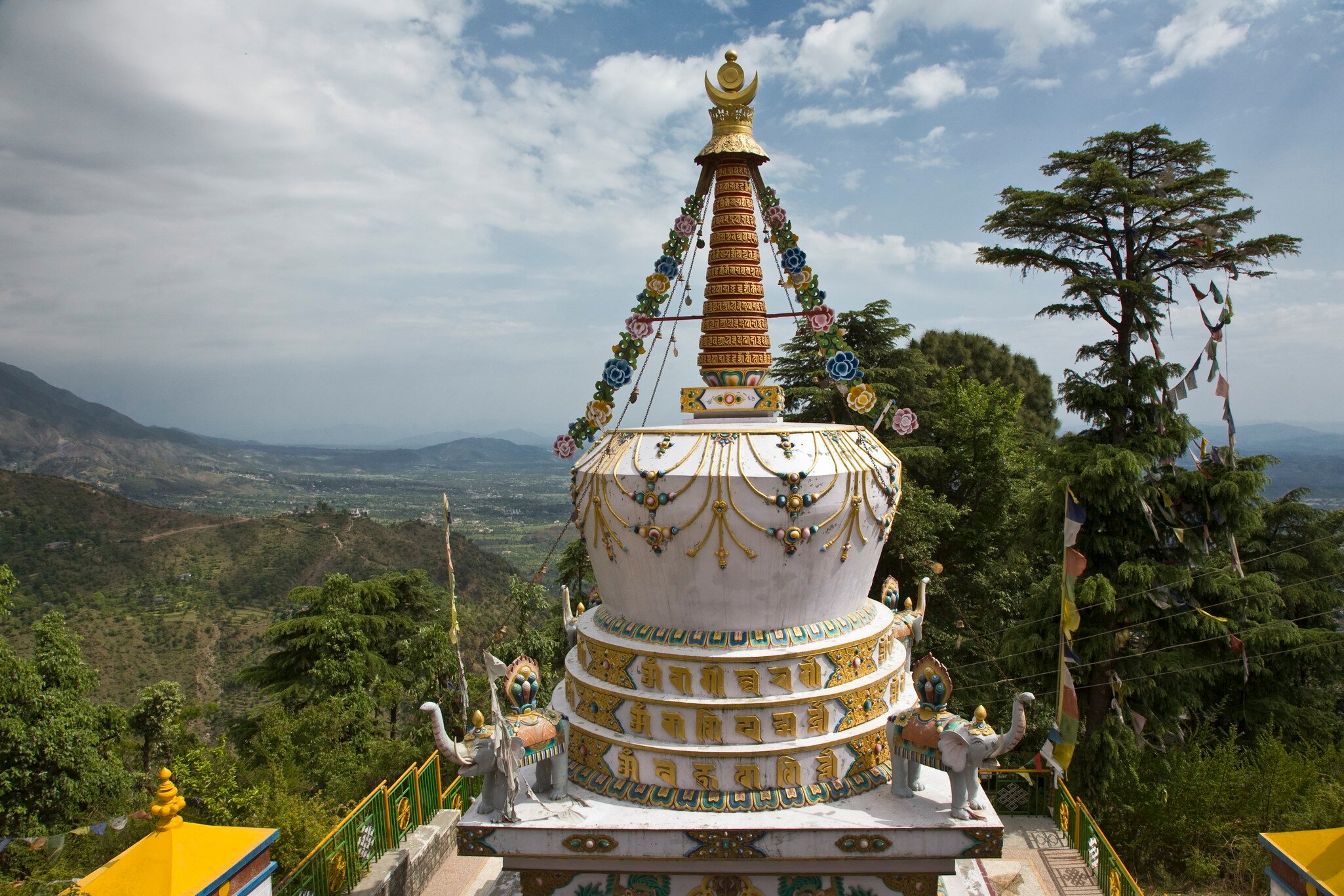 A Tibetan Stupa On The Grounds Of The Tsuglagkhang Complex Which Is The Dalai Lamas Residence In Exile In Mcleod Gang, Dharmsala, India. (Photo By: Education Images/UIG via Getty Images)
