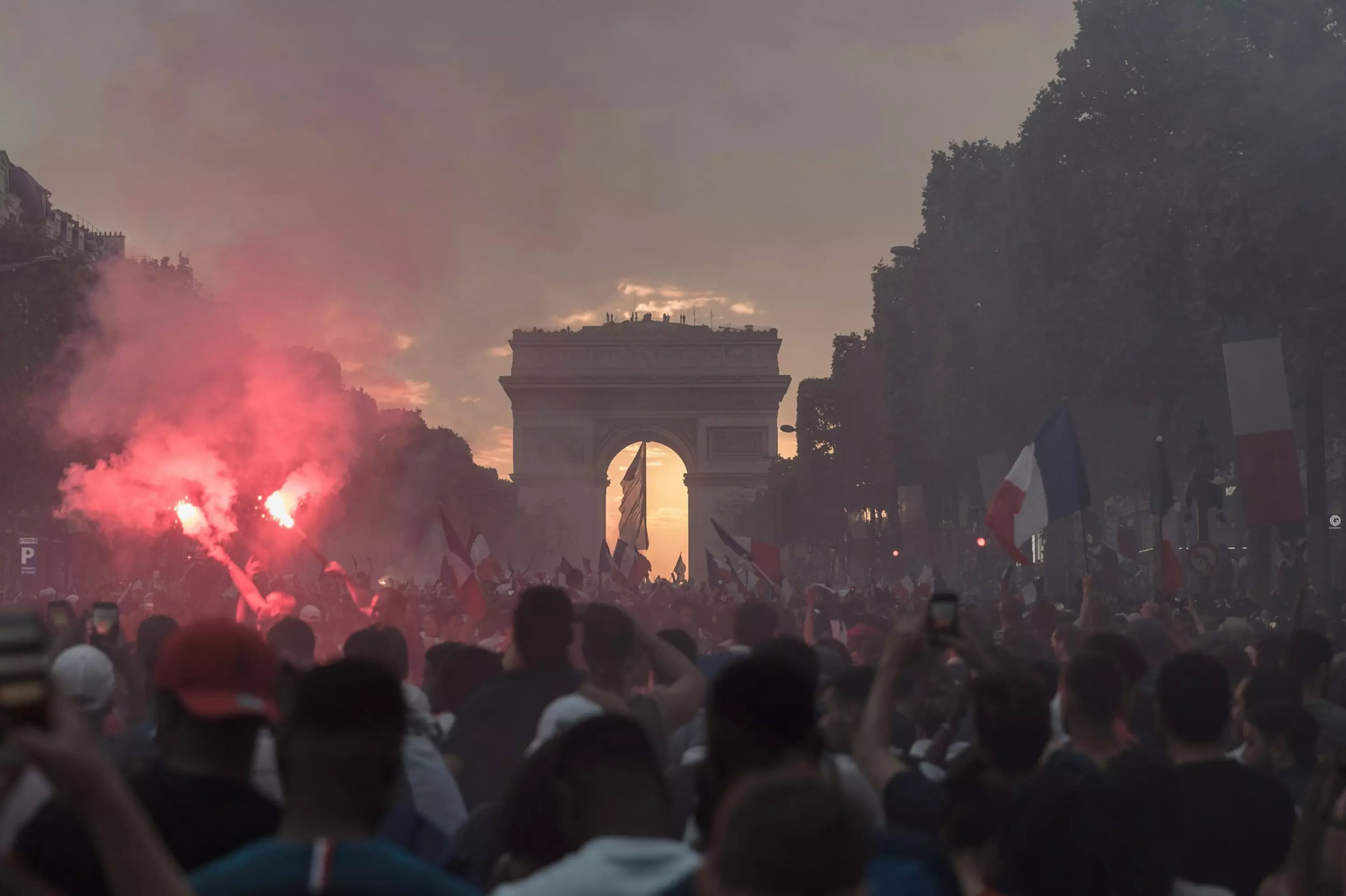 Celebrations in Paris, France after France won the 2018 FIFA World Cup