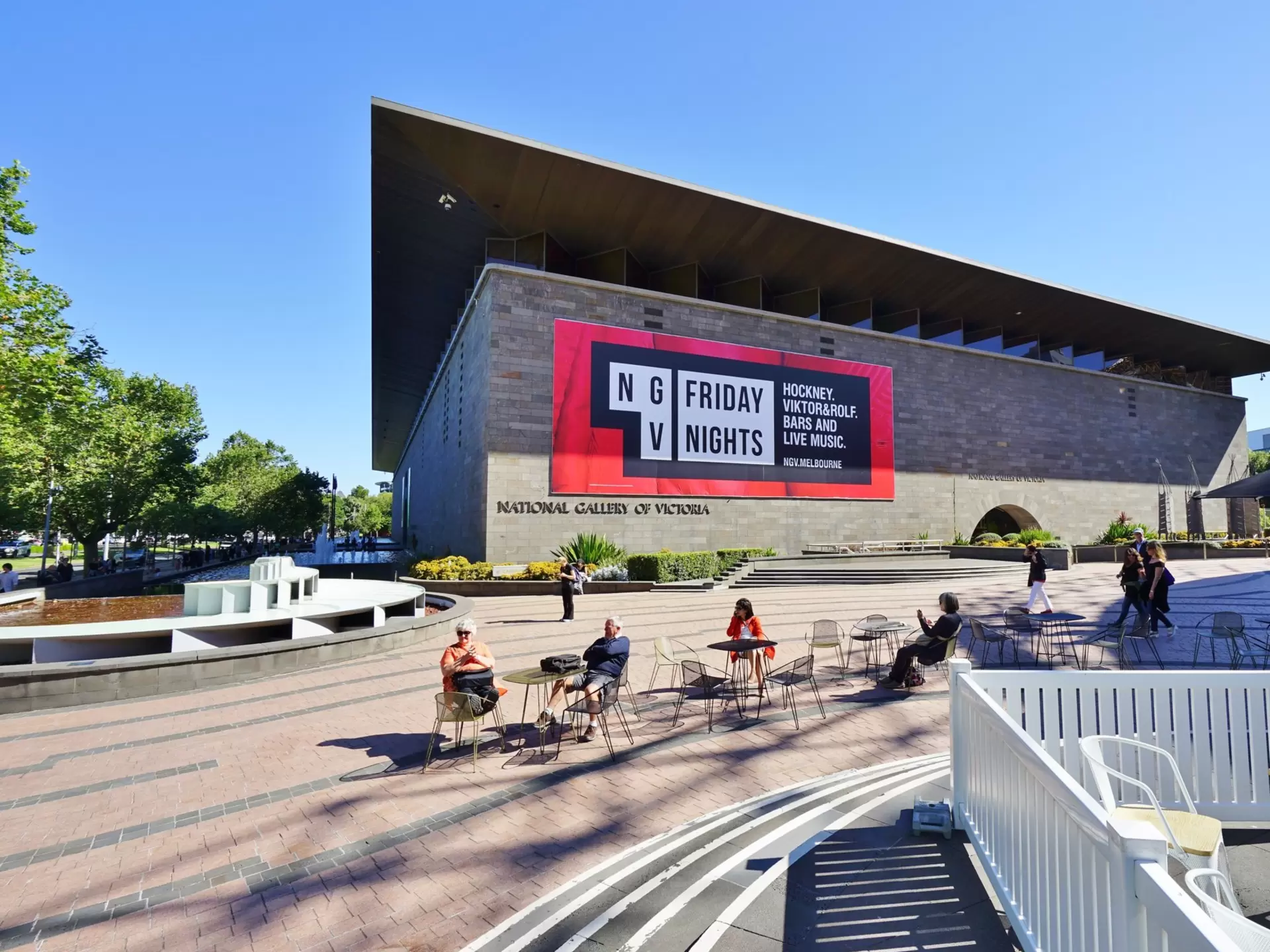 View from the Arts Centre to The National Gallery of Victoria (NGV), located in Melbourne, is the largest and most visited art museum in Australia.