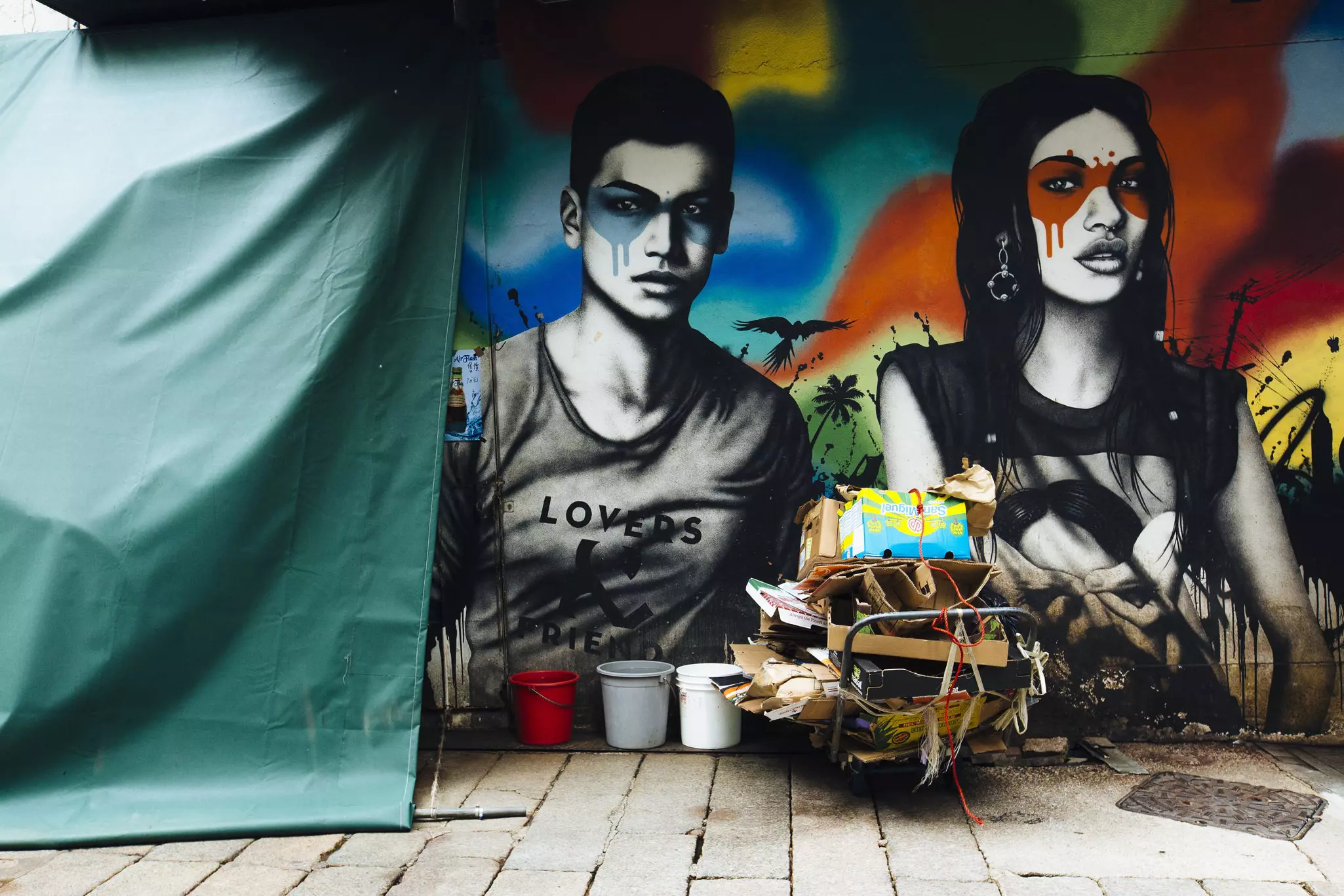 A street art mural in Hong Kong.