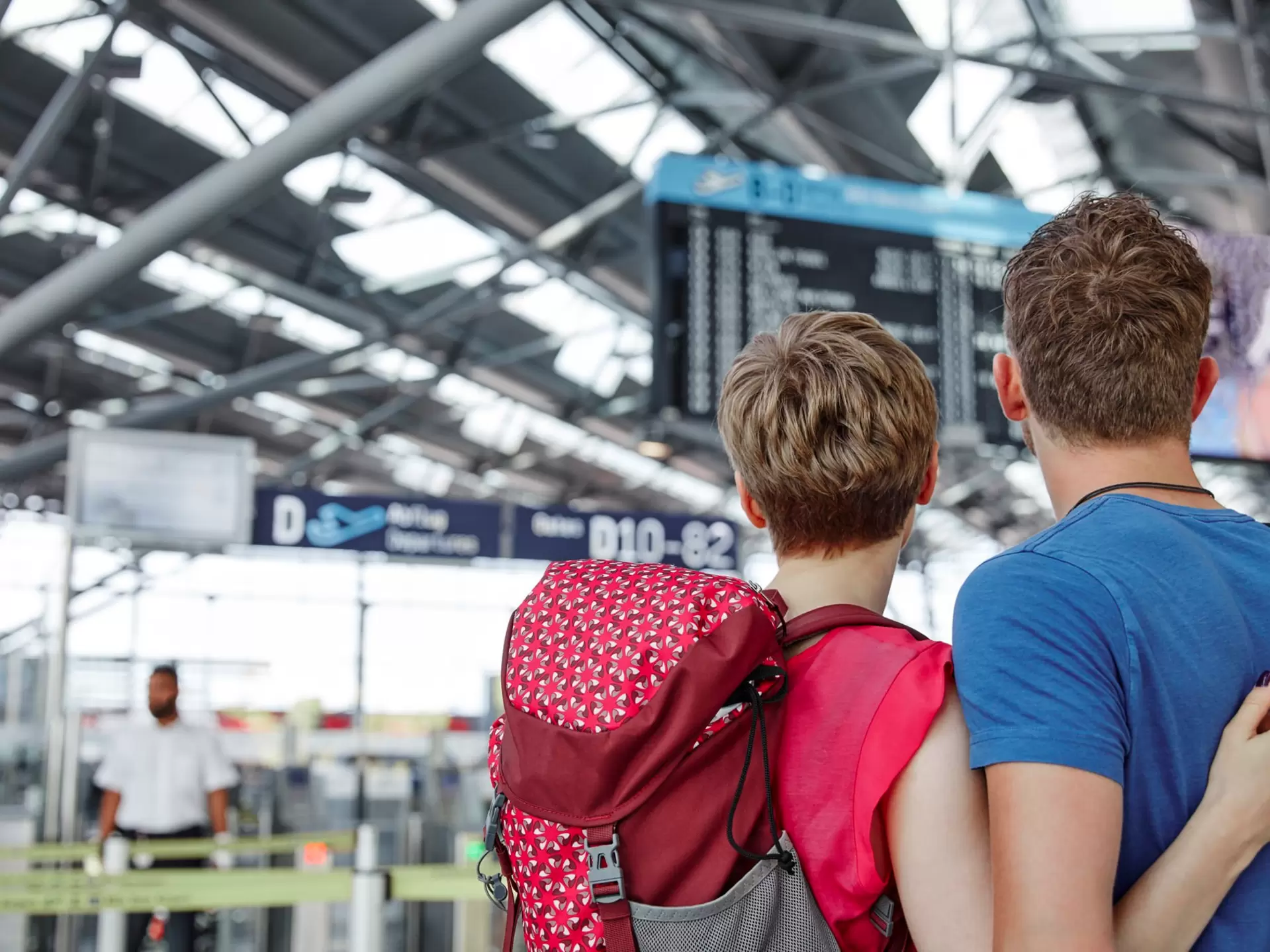Rear view of a couple looking at the arrival departure board at an airport in Germany.
1125234778
Love - Emotion, Adult, Tourism, Leaving, Passenger, Young Men, Arm Around, Men, Copy Space, T-Shirt, 30-39 Years, Arrival Departure Board, Two People, Lifestyles, Motivation, Relaxation, 20-29 Years, Women, Togetherness, Caucasian Ethnicity, Information, 30-34 Years, Looking, Traffic, Travel, Tourist, Journey, 25-29 Years, Day, Color Image, Casual Clothing, Young Couple, Mid Adult Women, Young Adult, Focus On Foreground, Summer, On The Move, Rear View, Airport, Information Sign, Horizontal, Photography, Indoors, Adults Only, Relationship, Bonding, Germany, Luggage, Backpack, Airplane, People, Watching, Mid Adult, Incidental People, Vacations, Heterosexual Couple, Embracing, Taking Off - Activity, Couple - Relationship, Millennial Generation, Airport Departure Area