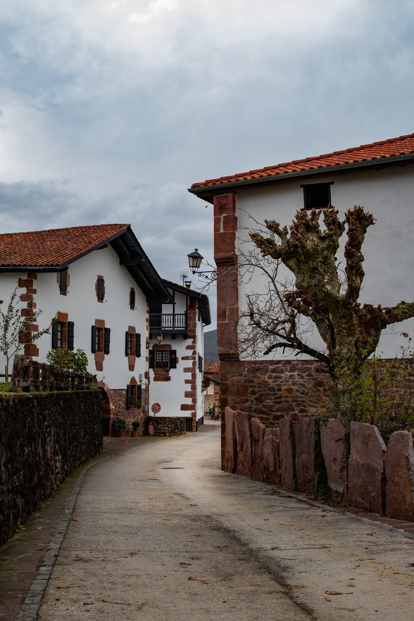 View of buildings in the village of Zugarramurdi in Spain.