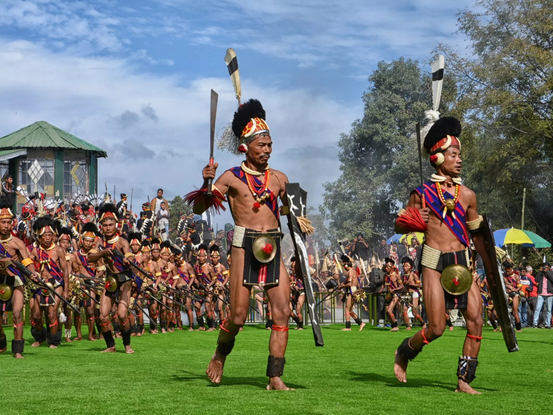 Indigenous villages perform traditional dances at the Hornbill Festival in Kohima, Nagaland, India.
