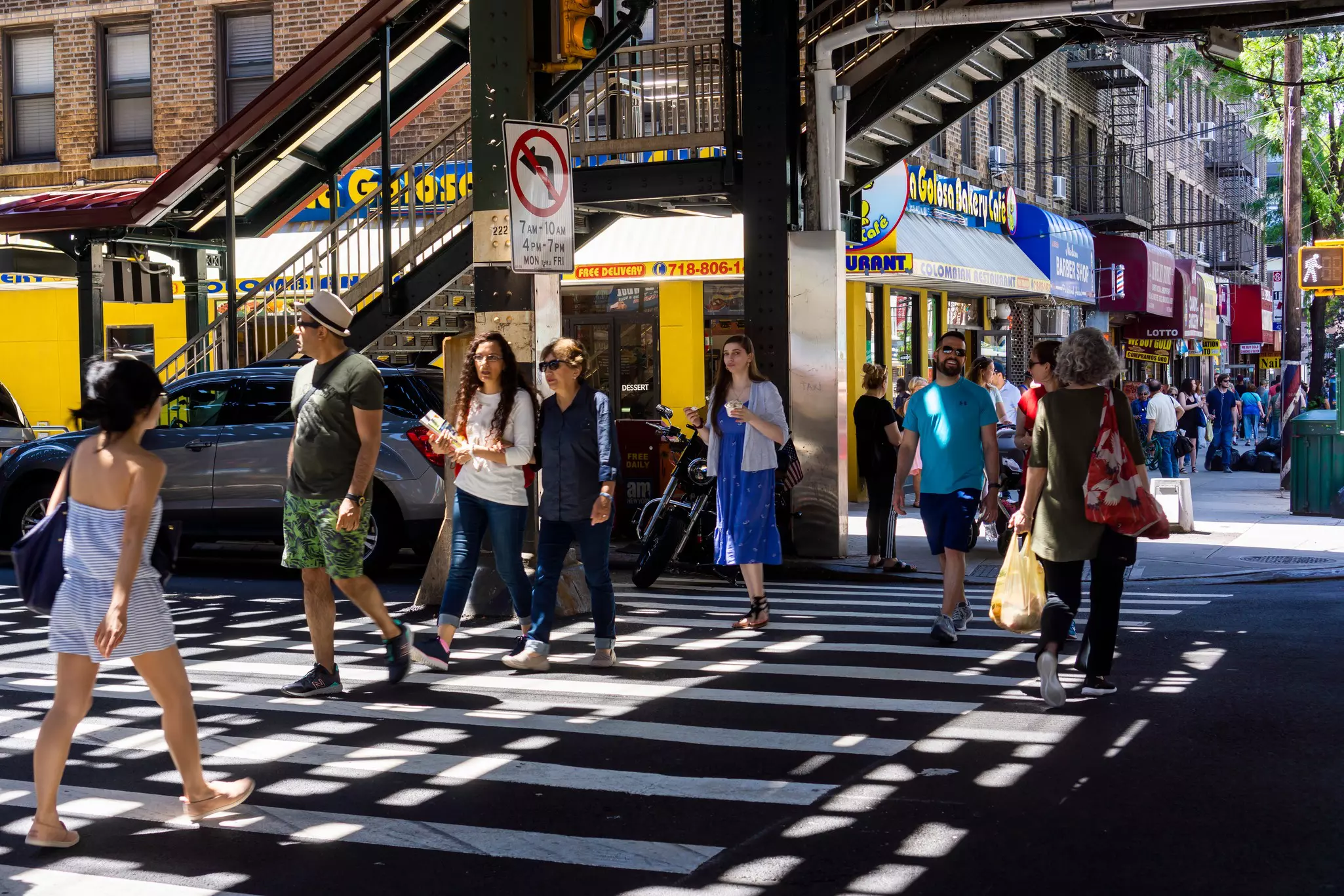 Under the elevated train in the Astoria neighborhood of Queens in New York