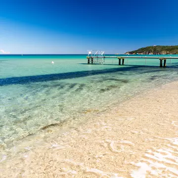 crystal clear water on Pampelonne beach near Saint Tropez in south France; Shutterstock ID 656104090;