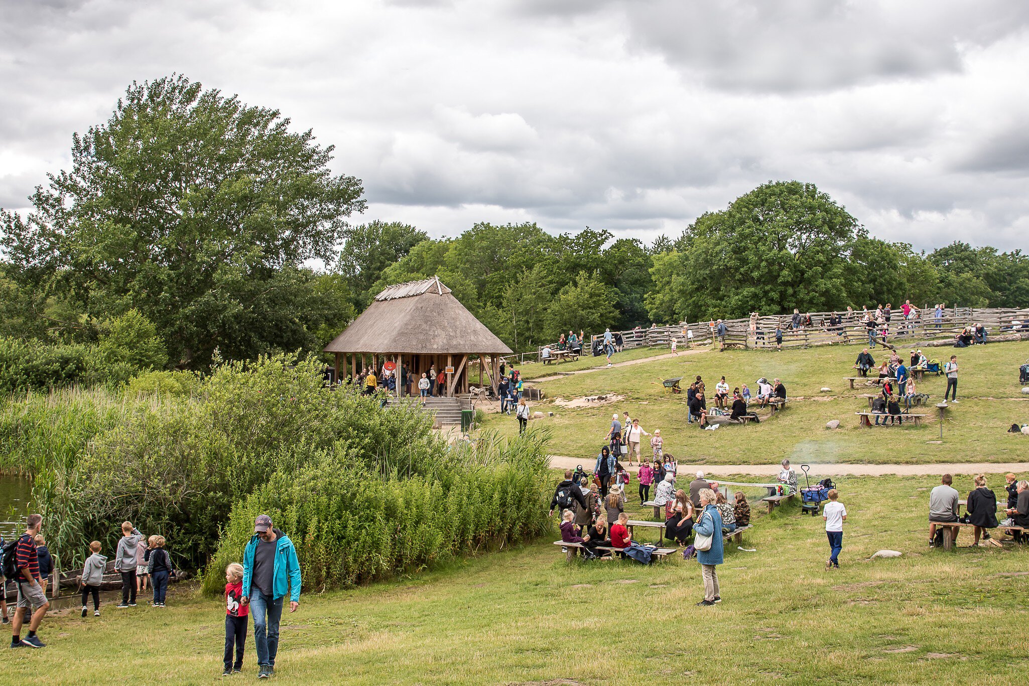 People take part in attractions in the Land of Legends, Lejre, Denmark. 