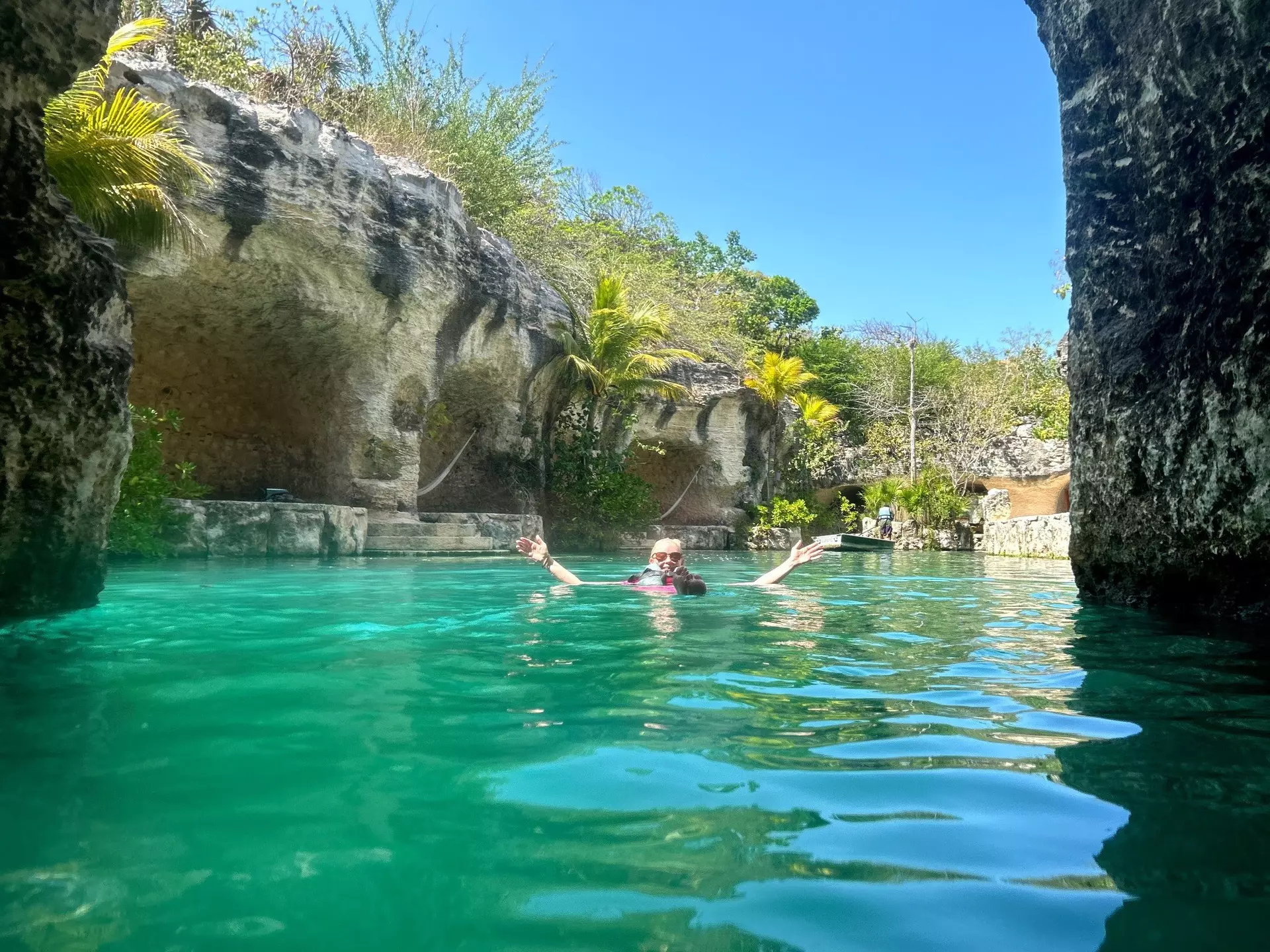 Lonely Planet editor Melissa Yeager floating the river surrounding the Hotel Xcaret México resort in Playa del Carmen © Melissa Yeager / Lonely Planet