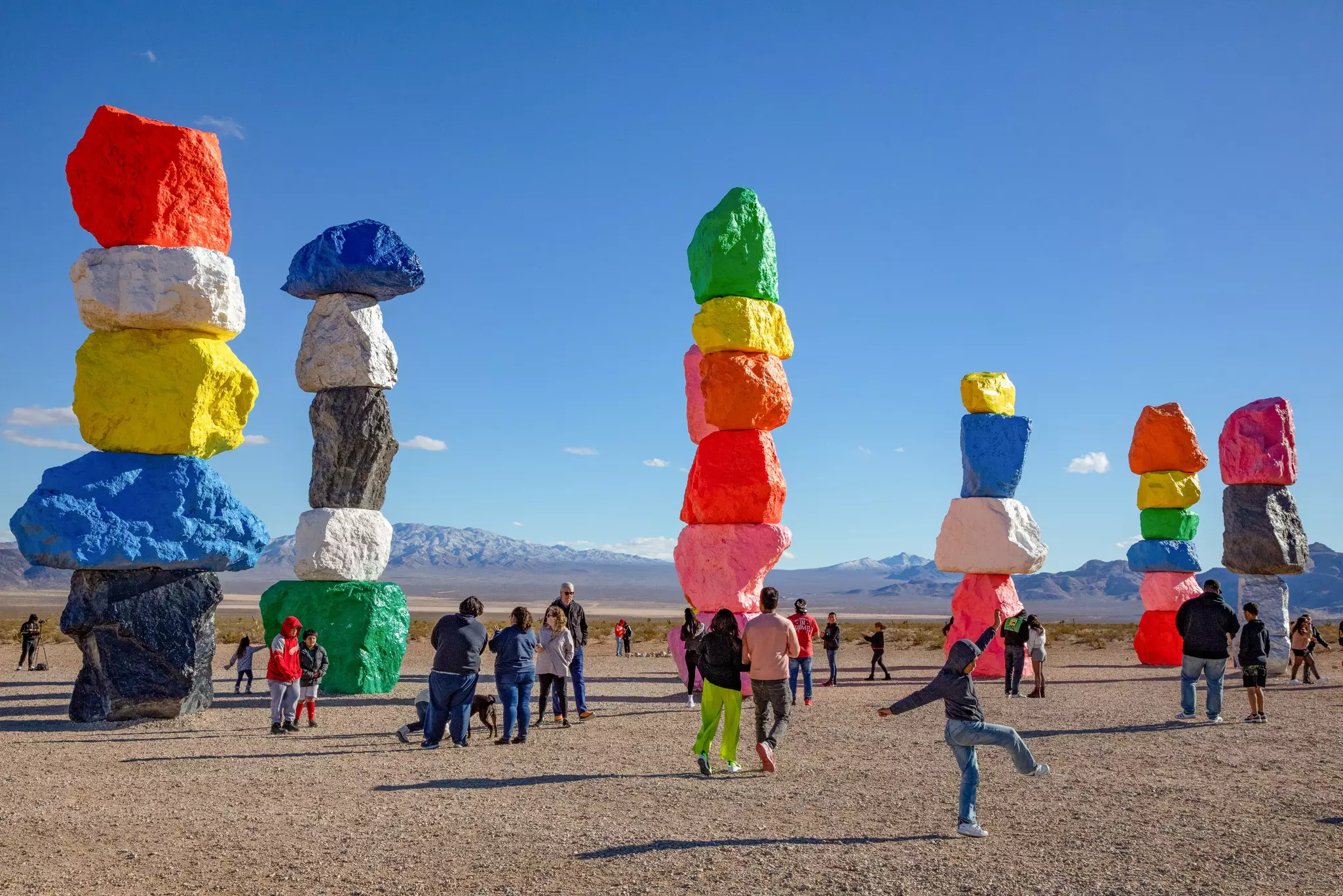 Seven Magic Mountains is striking in its simplicity and vibrancy against the stark surroundings © Caitlin O'Hara / Lonely Planet