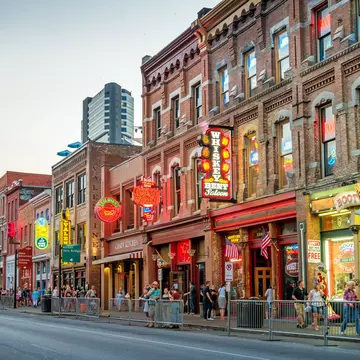 Broadway pub district in downtown Nashville Tennessee USA