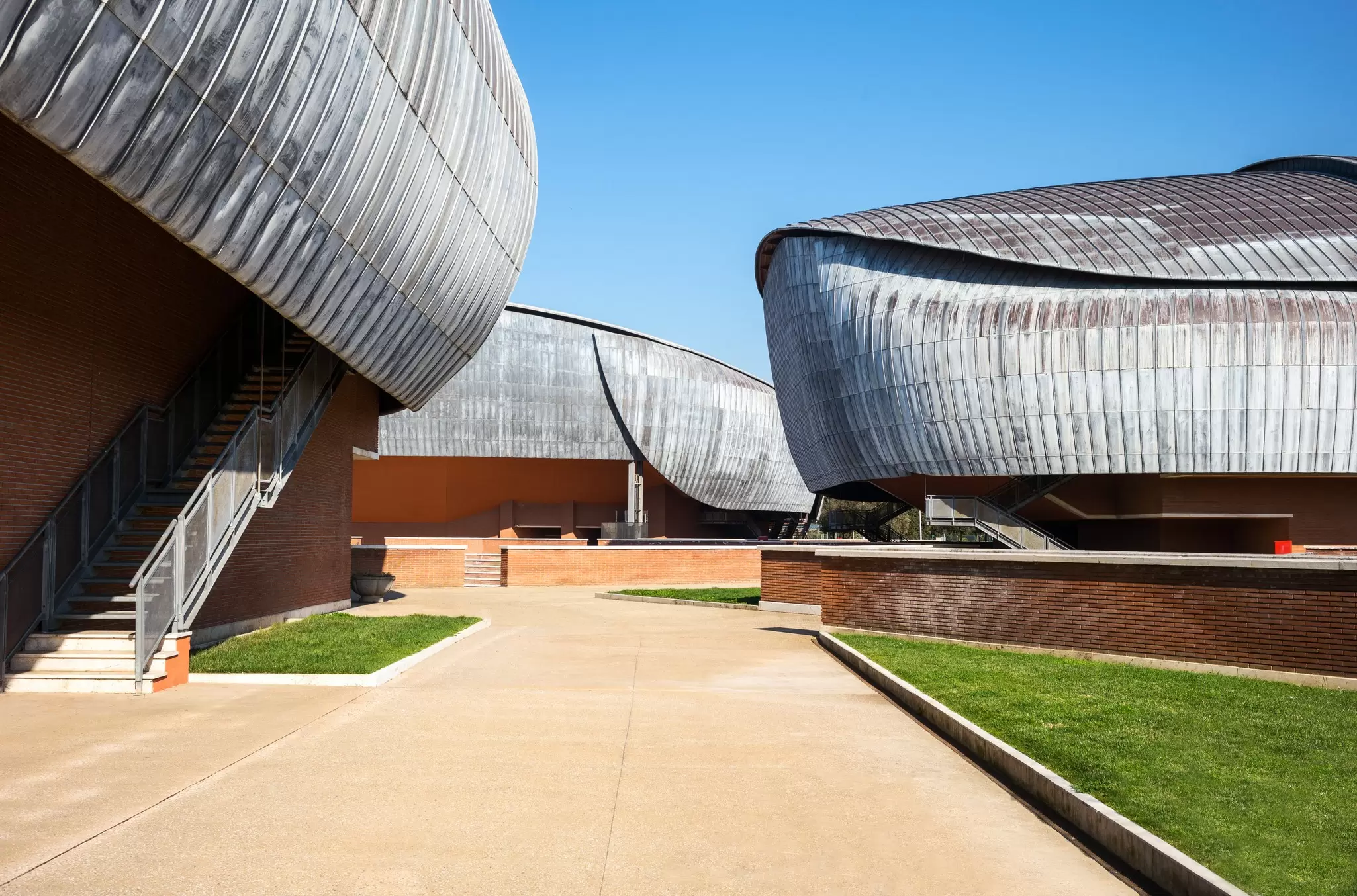 Buildings of the Auditorium Parco della Musica Ennio Morricone complex in Rome, Italy.