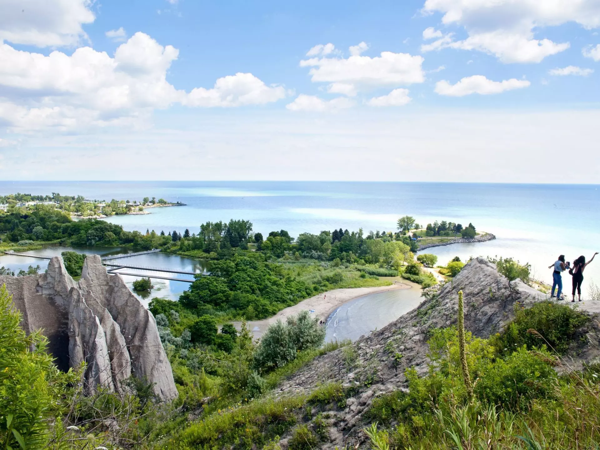 People looking over the shoreline from Scarborough Bluffs, Toronto
