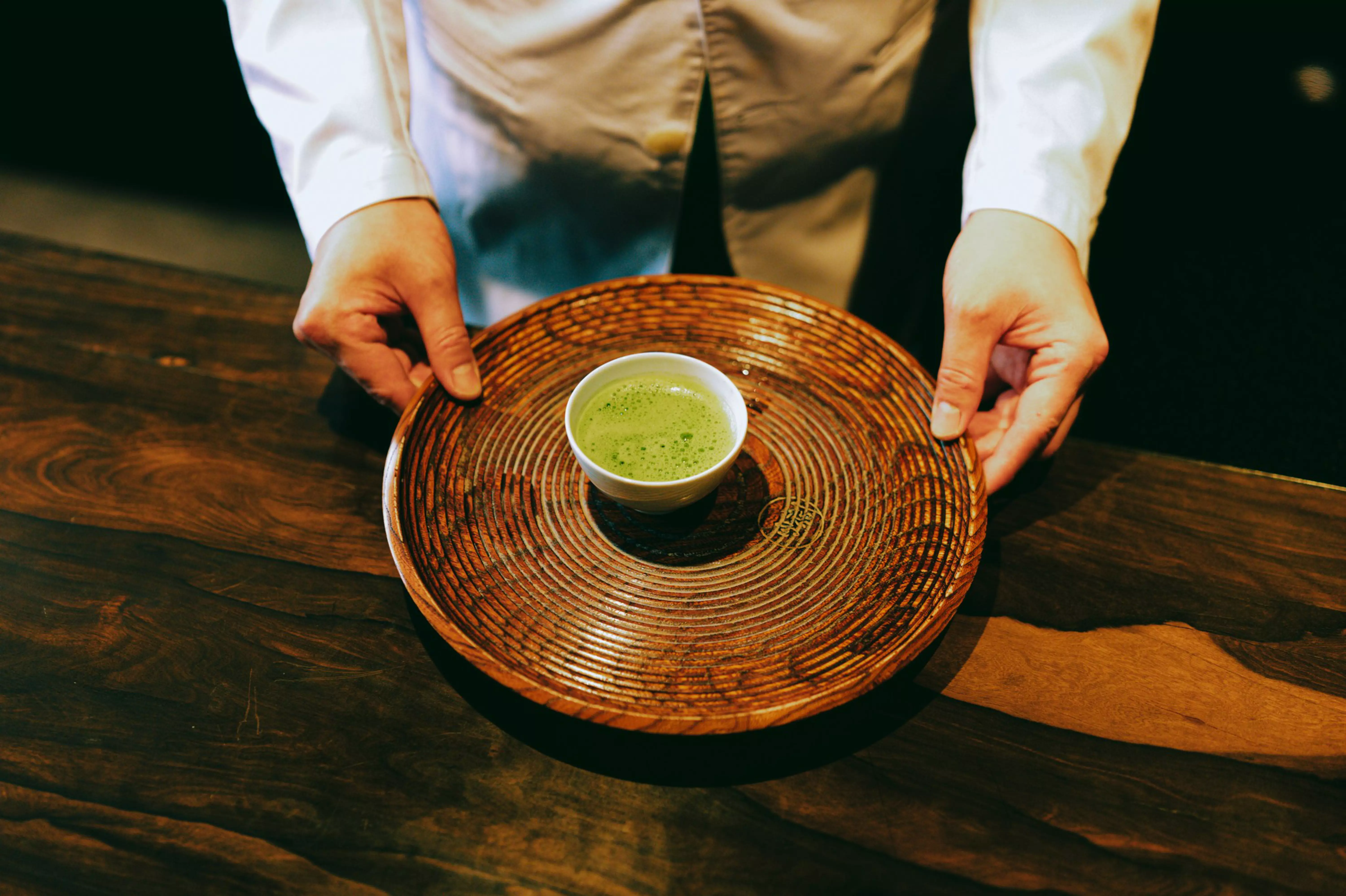Trying Matcha at a tea house in Kyoto