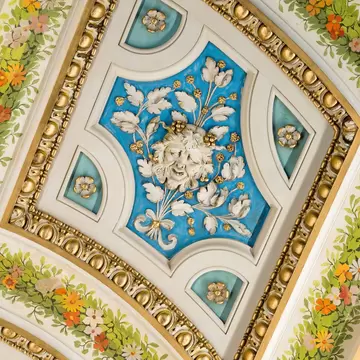 Ceiling detail of the Museum of Decorative Arts in Prague, Czech Republic. 