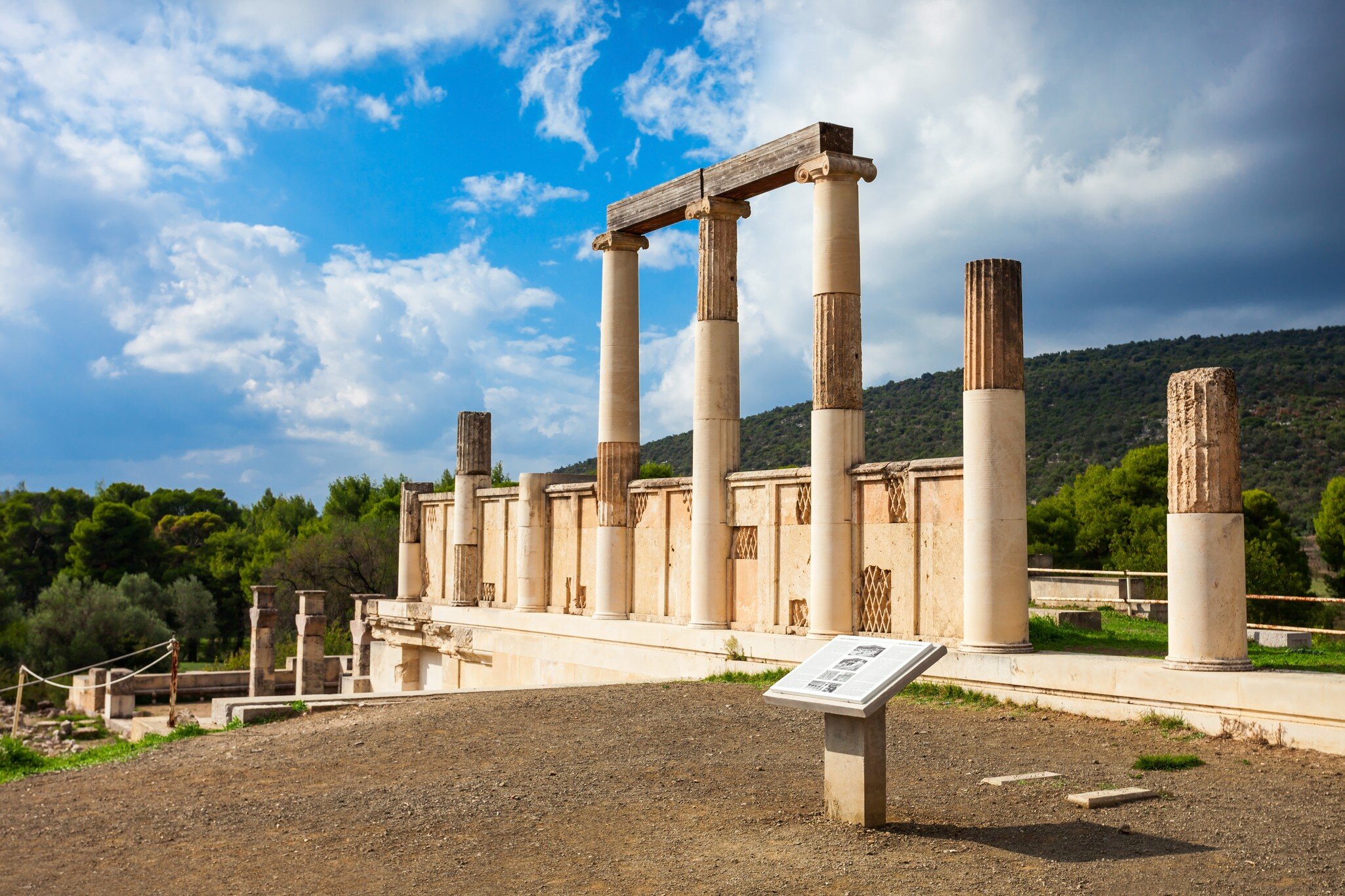 Abaton of Epidaurus at the sanctuary in Greece. Epidaurus is a ancient city dedicated to the ancient Greek God of medicine Asclepius.; Shutterstock ID 1111555640; your: Barbara Di Castro; gl: 65050; netsuite: digital; full: poi