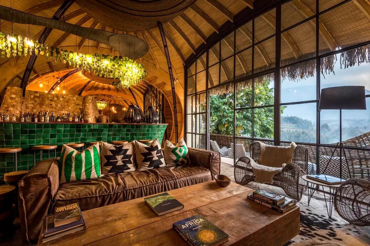 Design details at Bisate Lodge in Volcanoes National Park are a celebration of Rwandan culture and the surrounding landscape © Wilderness