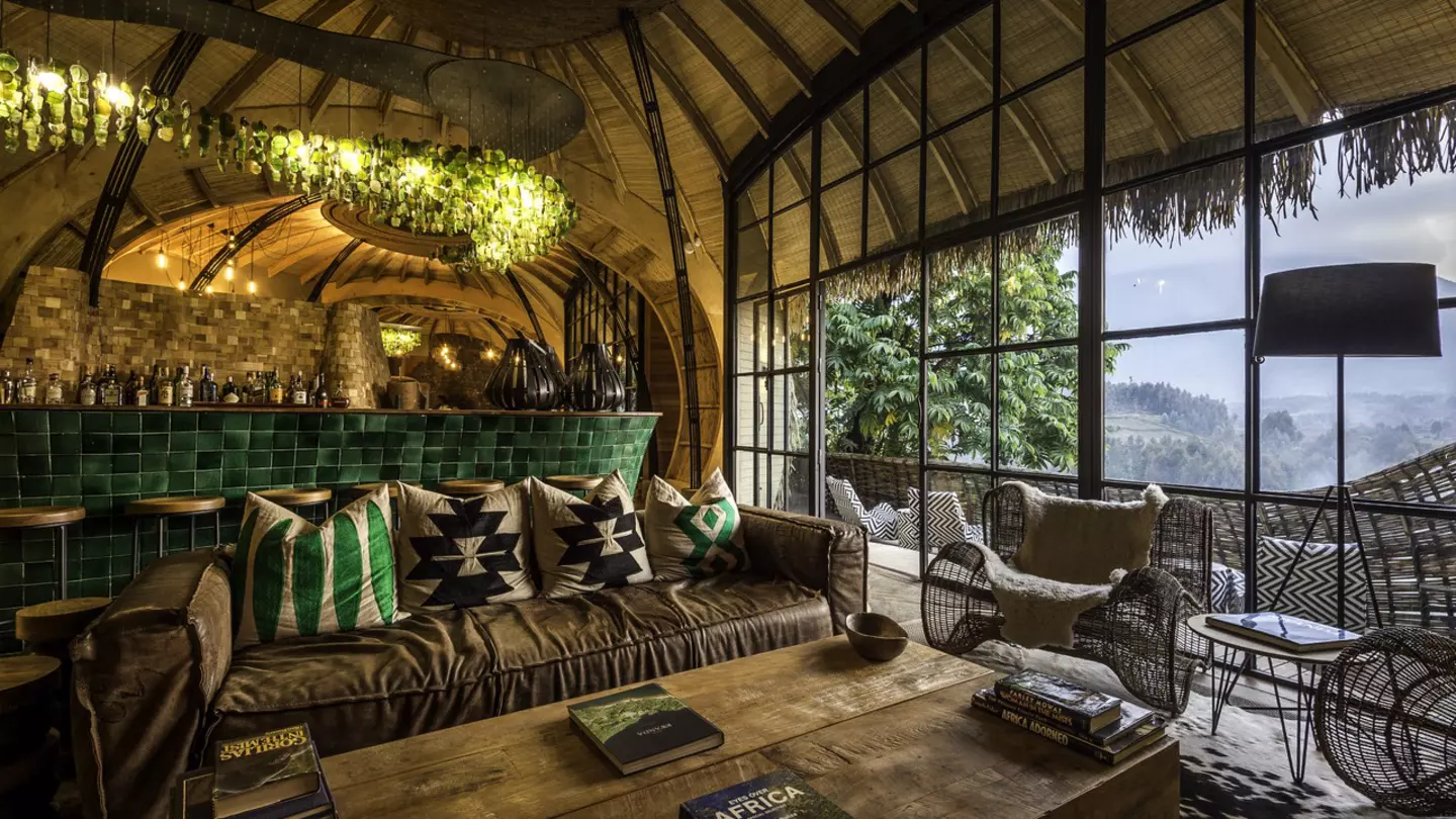 Design details at Bisate Lodge in Volcanoes National Park are a celebration of Rwandan culture and the surrounding landscape © Wilderness