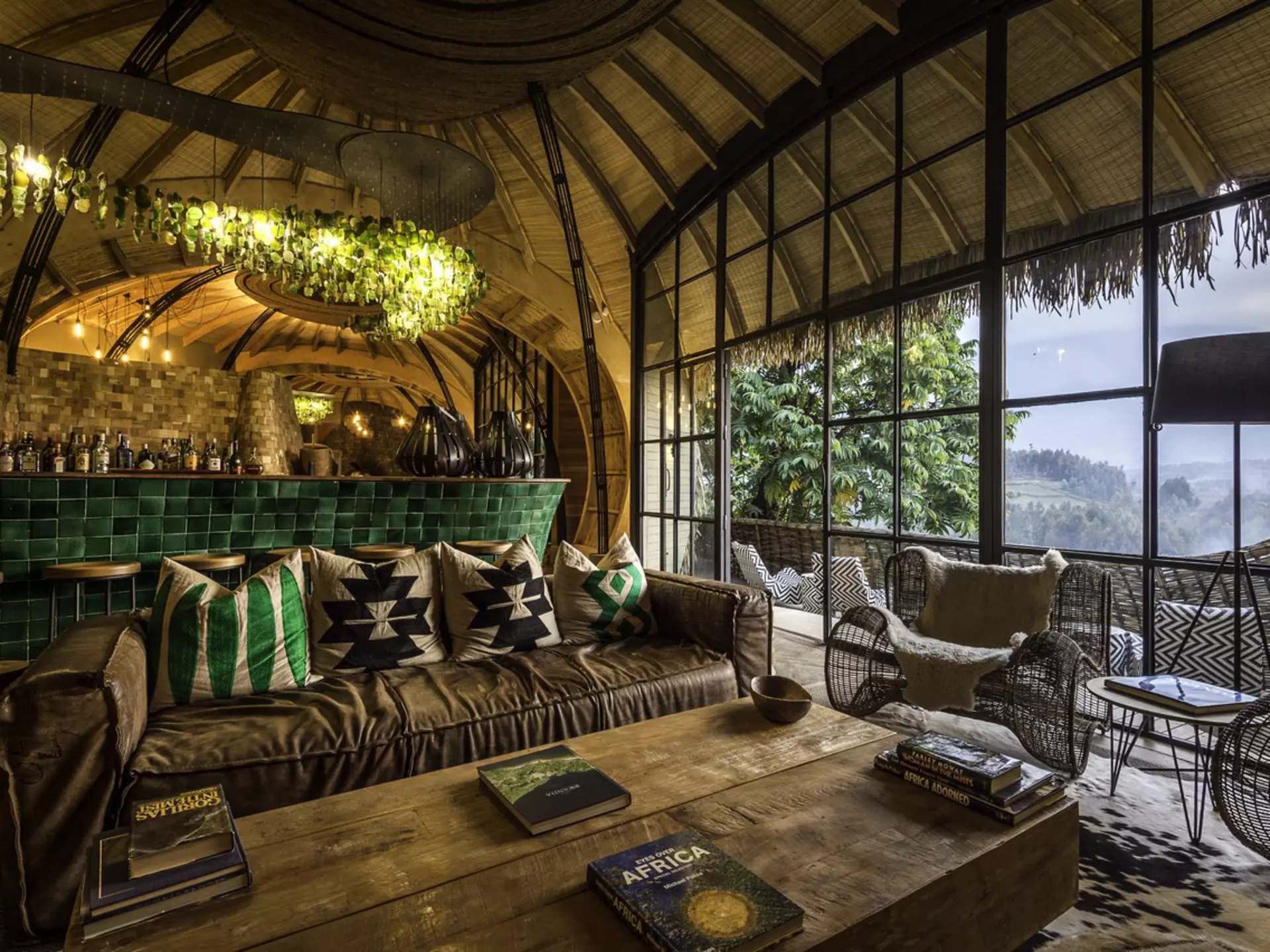 Design details at Bisate Lodge in Volcanoes National Park are a celebration of Rwandan culture and the surrounding landscape © Wilderness