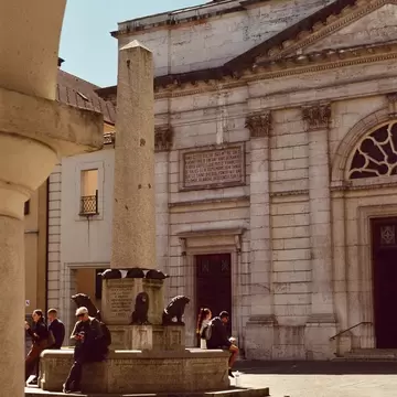 A small square outside a church