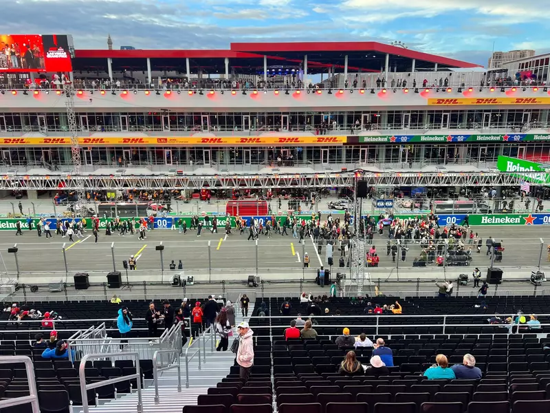 Waiting for the race to start in the Skybox.
