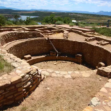 Anasazi Ruins at Anasazi Heritage Center in Dolores, CO; McPhee Reservoir in Background; Shutterstock ID 1228354039;