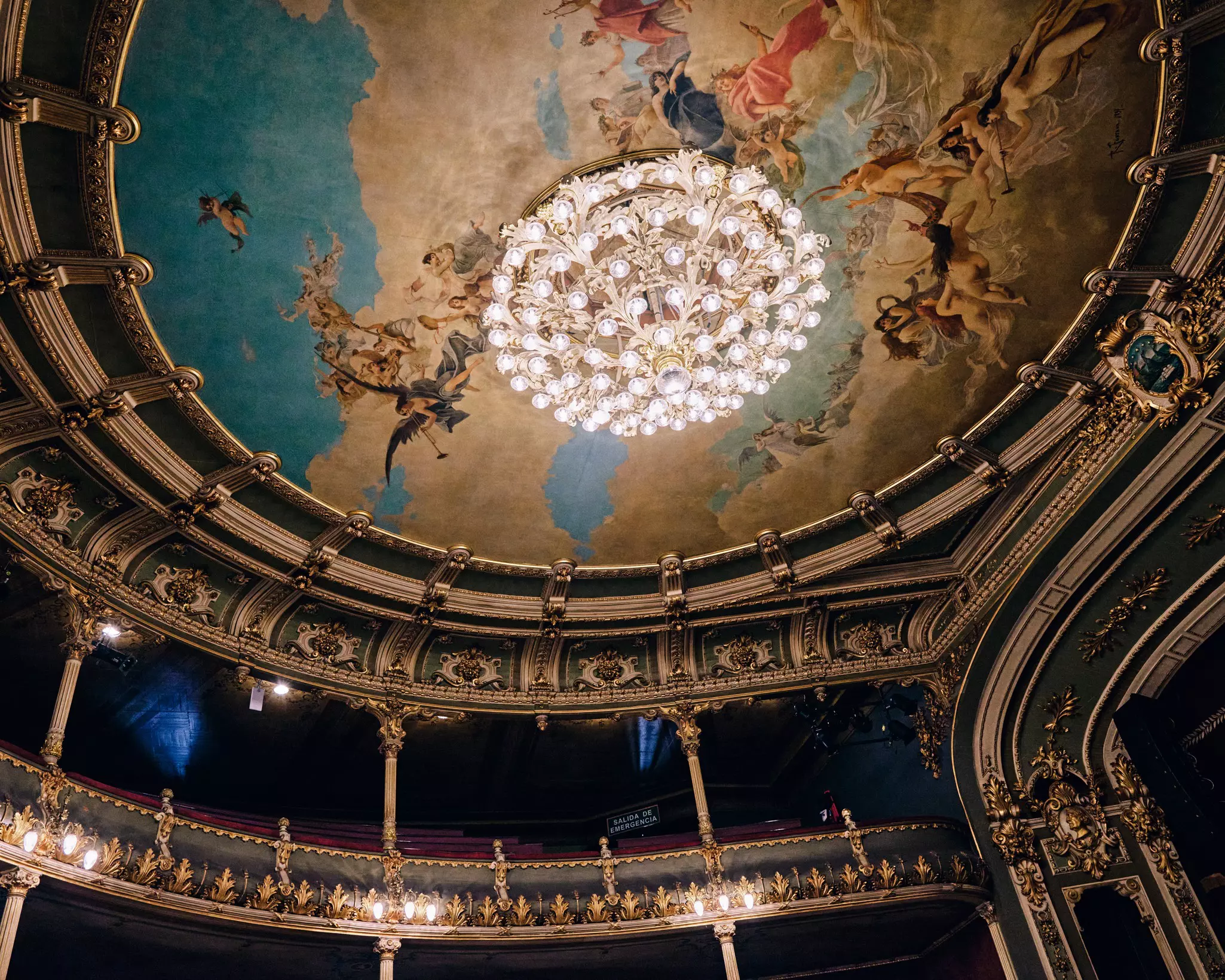 The painted ceiling of the National Theater in San José, Costa Rica. 