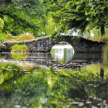 Bridge in the Queenstown Gardens, Otago, South island,  New Zealand